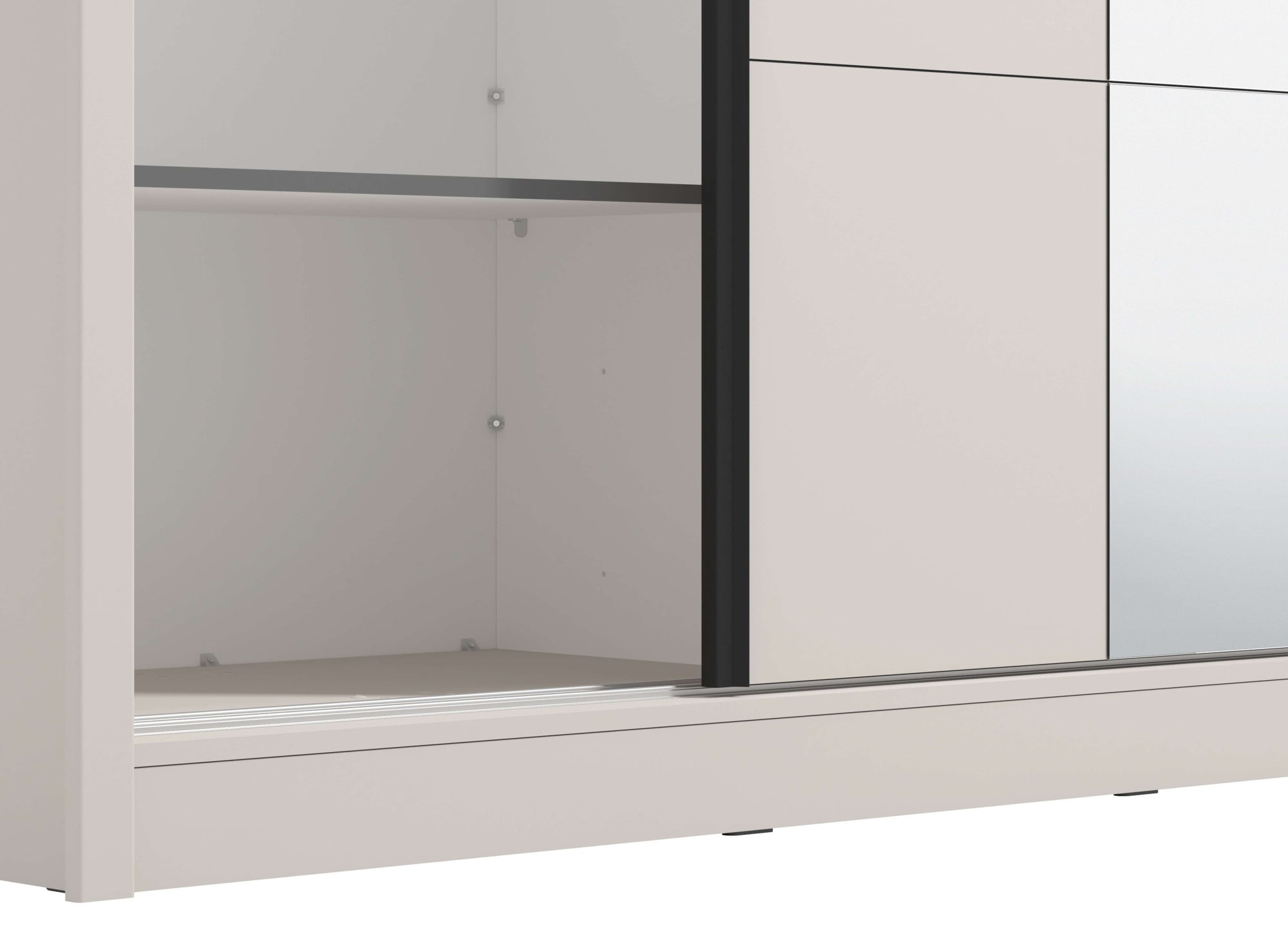 INOSIGN Schwebetürenschrank »Albi, Schlafzimmerschrank, Wäscheschrank in cashmere oder weiß«, Kleiderschrank mit Spiegel MIT Innenausstattung,FSC®-zertifiziert
