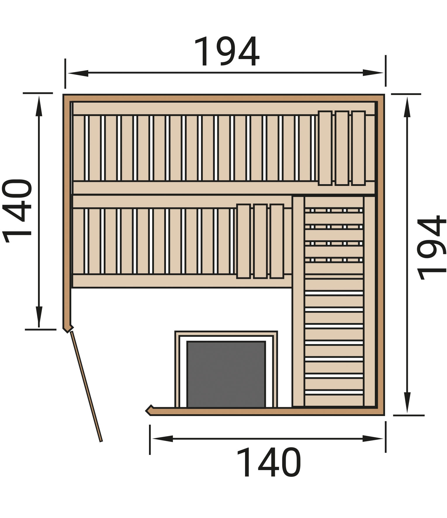 weka Sauna »Element-Ecksauna VARBERG 3« vorgefertigte Elemente, moderne Ganzglastür