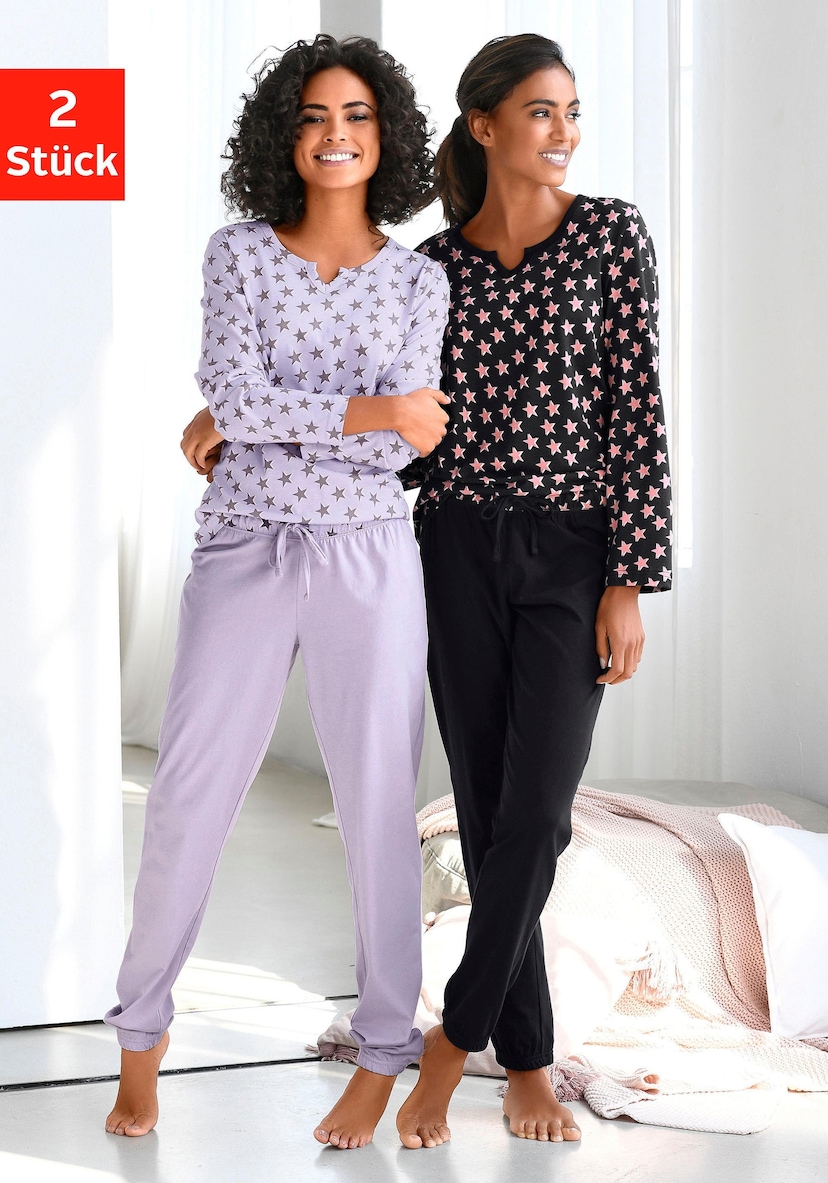 aus 2 reiner Triumph tlg.), (Set, Schlafanzug, kaufen Capri-Pyjama Baumwolle online