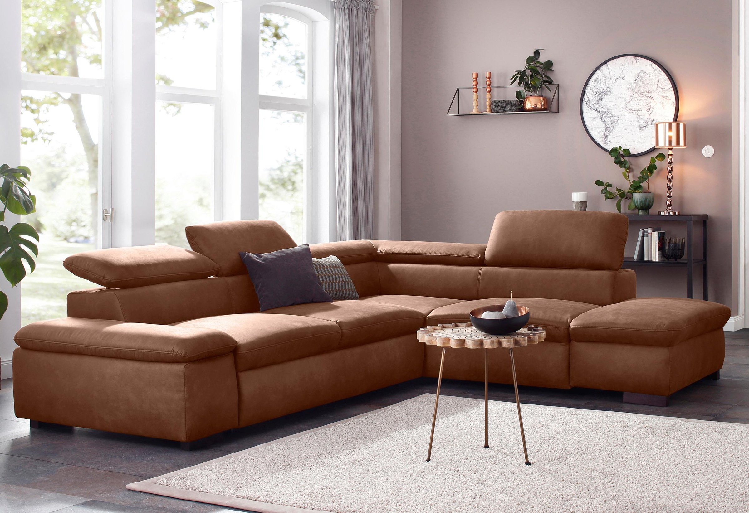 Home affaire Ecksofa »Alberto L-Form«, mit Kopfteilverstellung, wahlweise mit Bettfunktion