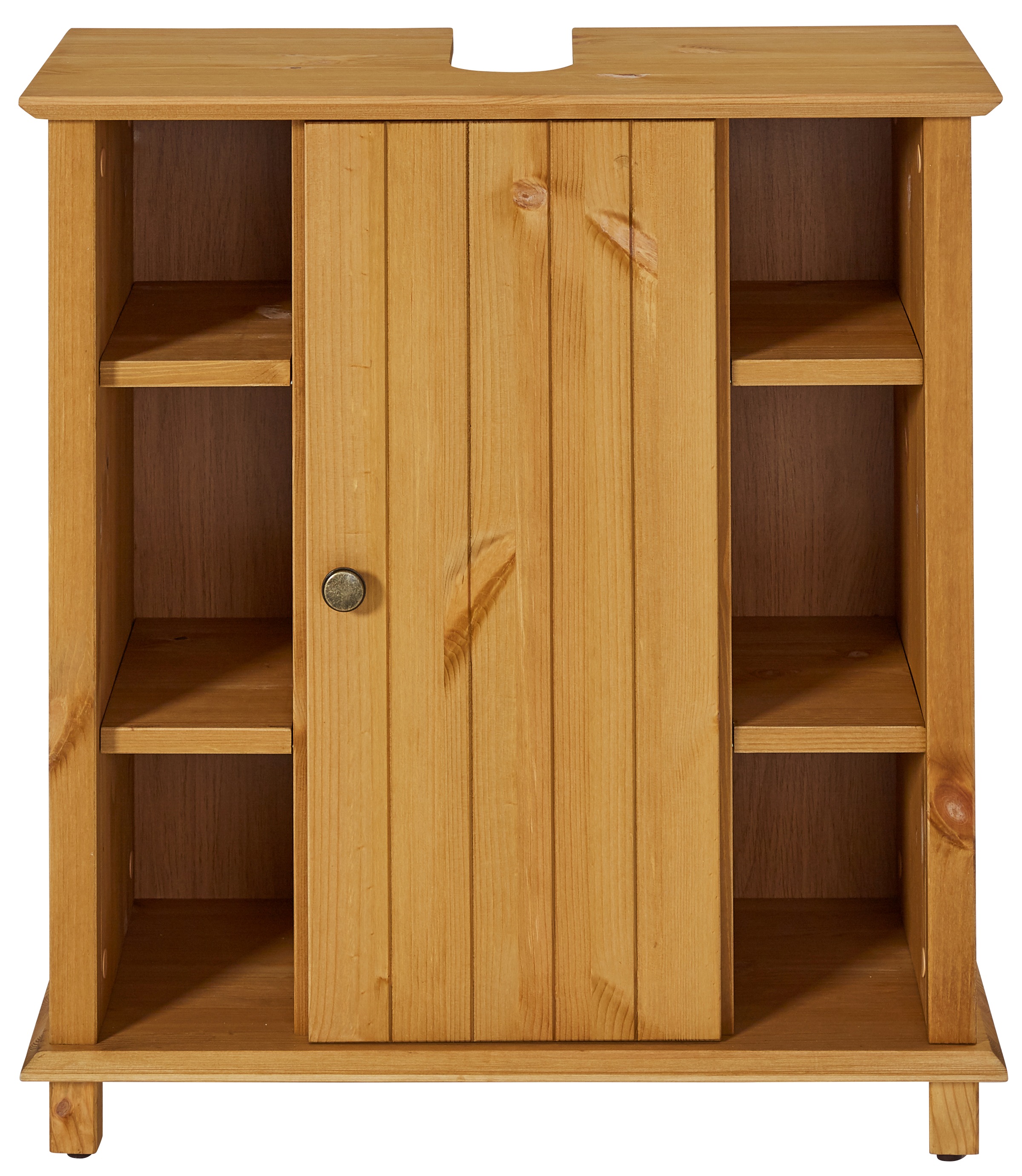 Home affaire Waschbeckenunterschrank »Vili«, Badezimmerschrank im Landhaus-Look, mit 6 Fächern, aus Massivholz