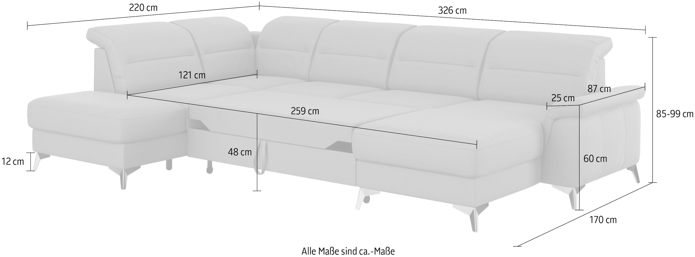 sit&more Wohnlandschaft »Sinatra U-Form«, optional mit Kopfteilverstellung und Armteilfunktion etc.