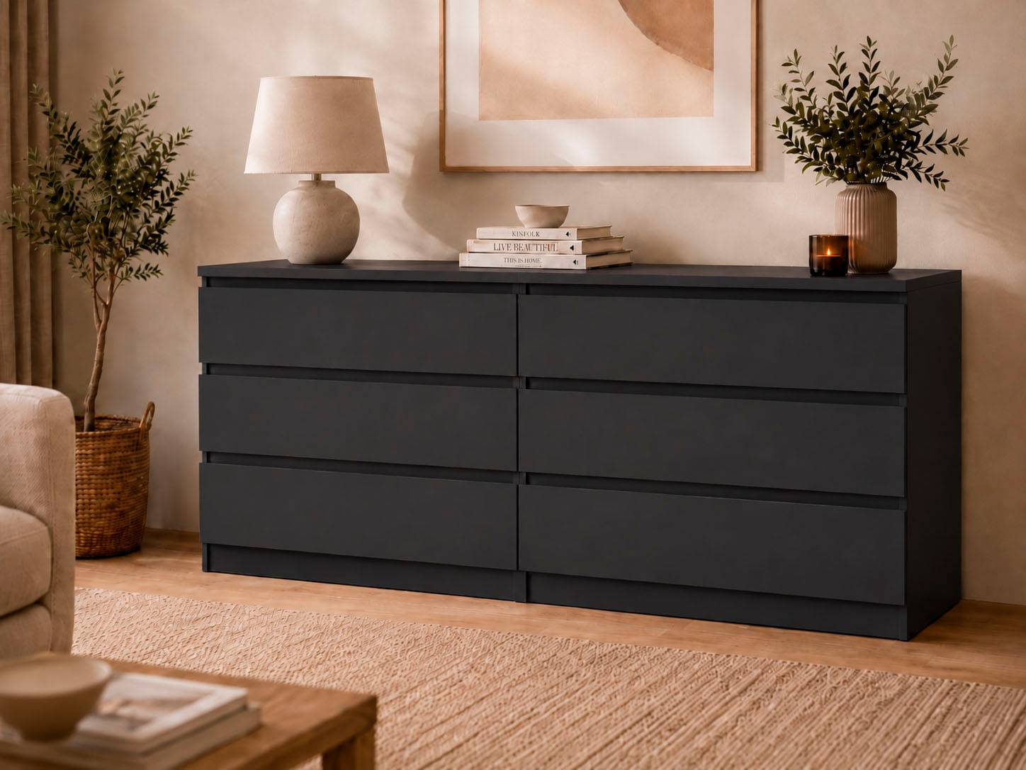 Home affaire Kommode »Naia, 6 Schubladen im skandinavischen Design, Breite 158 cm« Viel Stauraum mit griffloser Front, in mehreren Farben