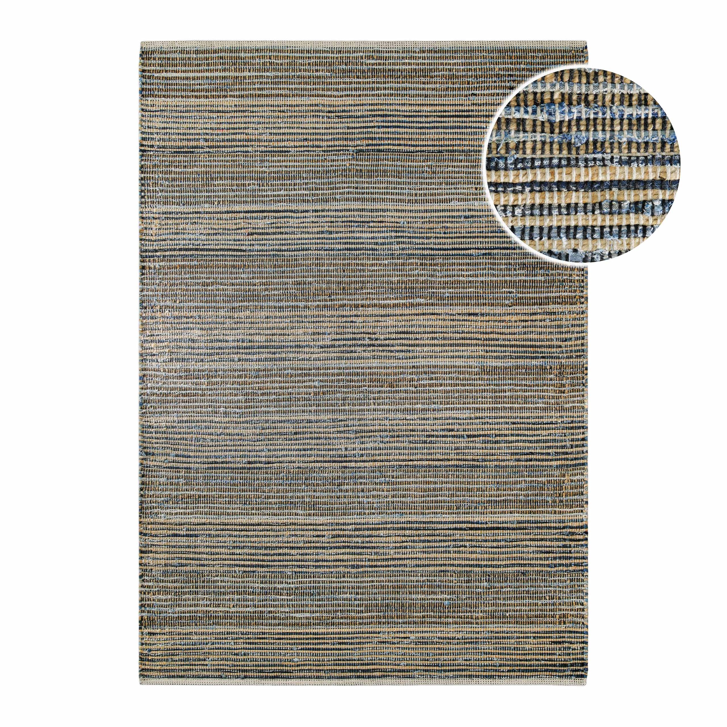 Wecon home Teppich »Denim Feels«, rechteckig, 6 mm Höhe, handgewebt, robust, pflegeleicht, skandi, Natur, Jute, Wohnzimmer