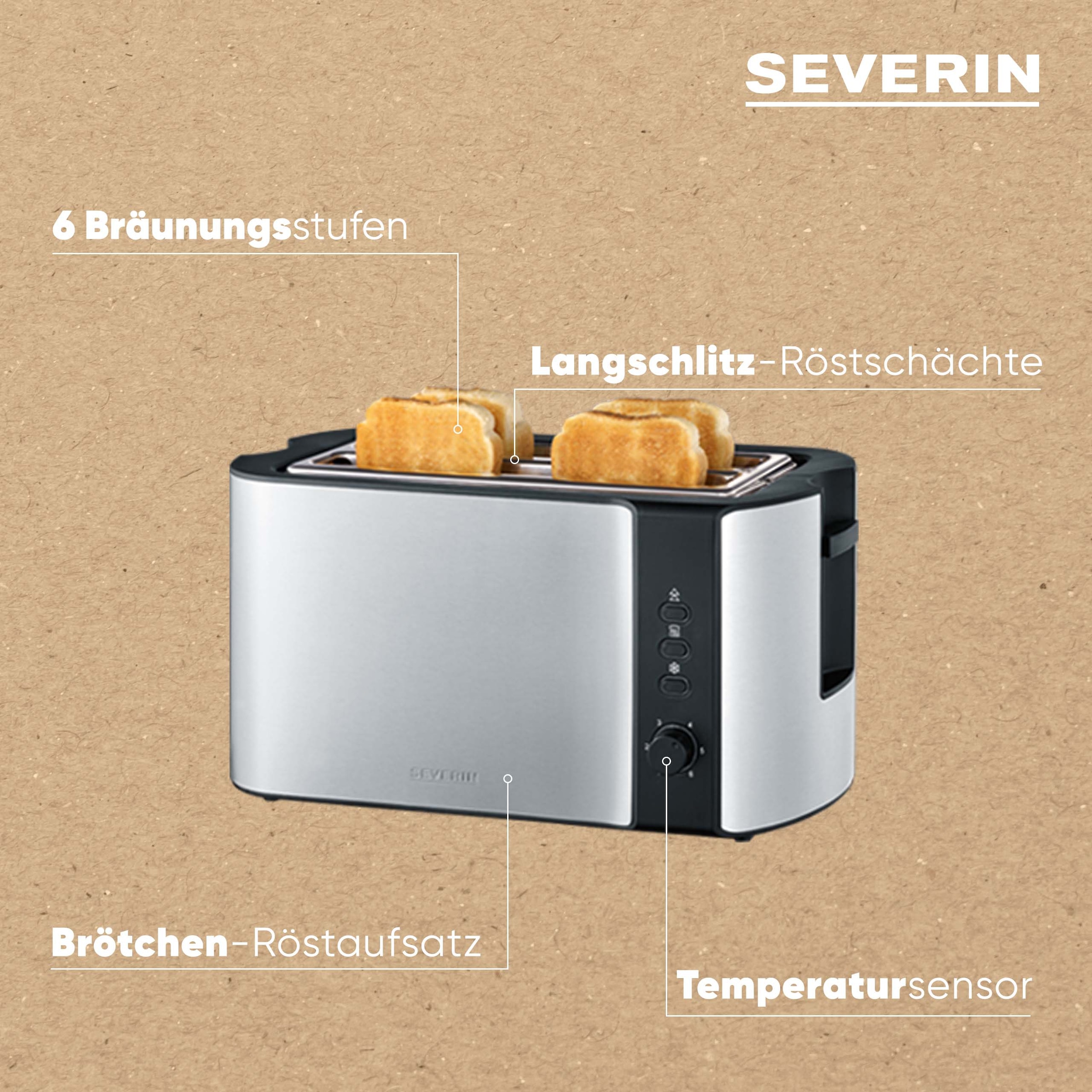 Severin Toaster »AT 2590« 2 lange Schlitze für 4 Scheiben 1400 W