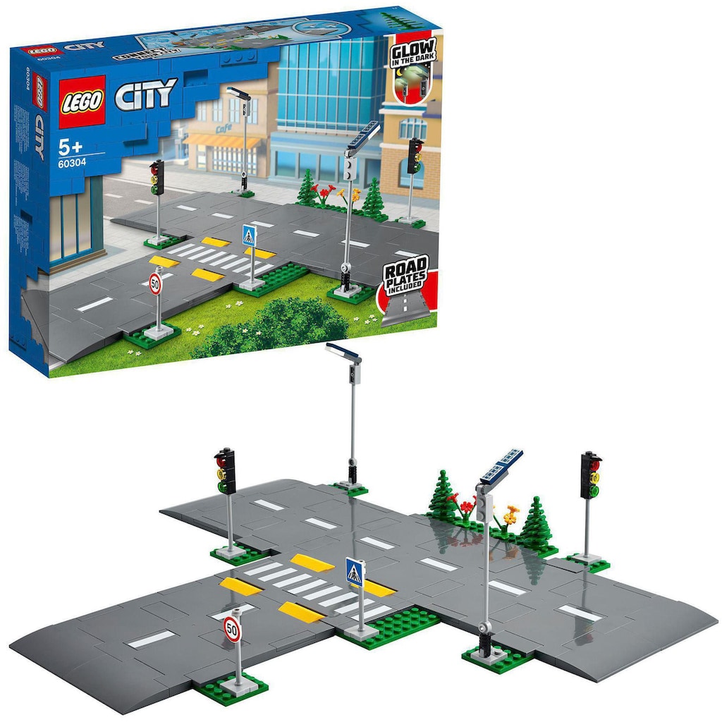LEGO® Konstruktionsspielsteine »Straßenkreuzung mit Ampeln (60304), LEGO® City Town«, (112 St.)
