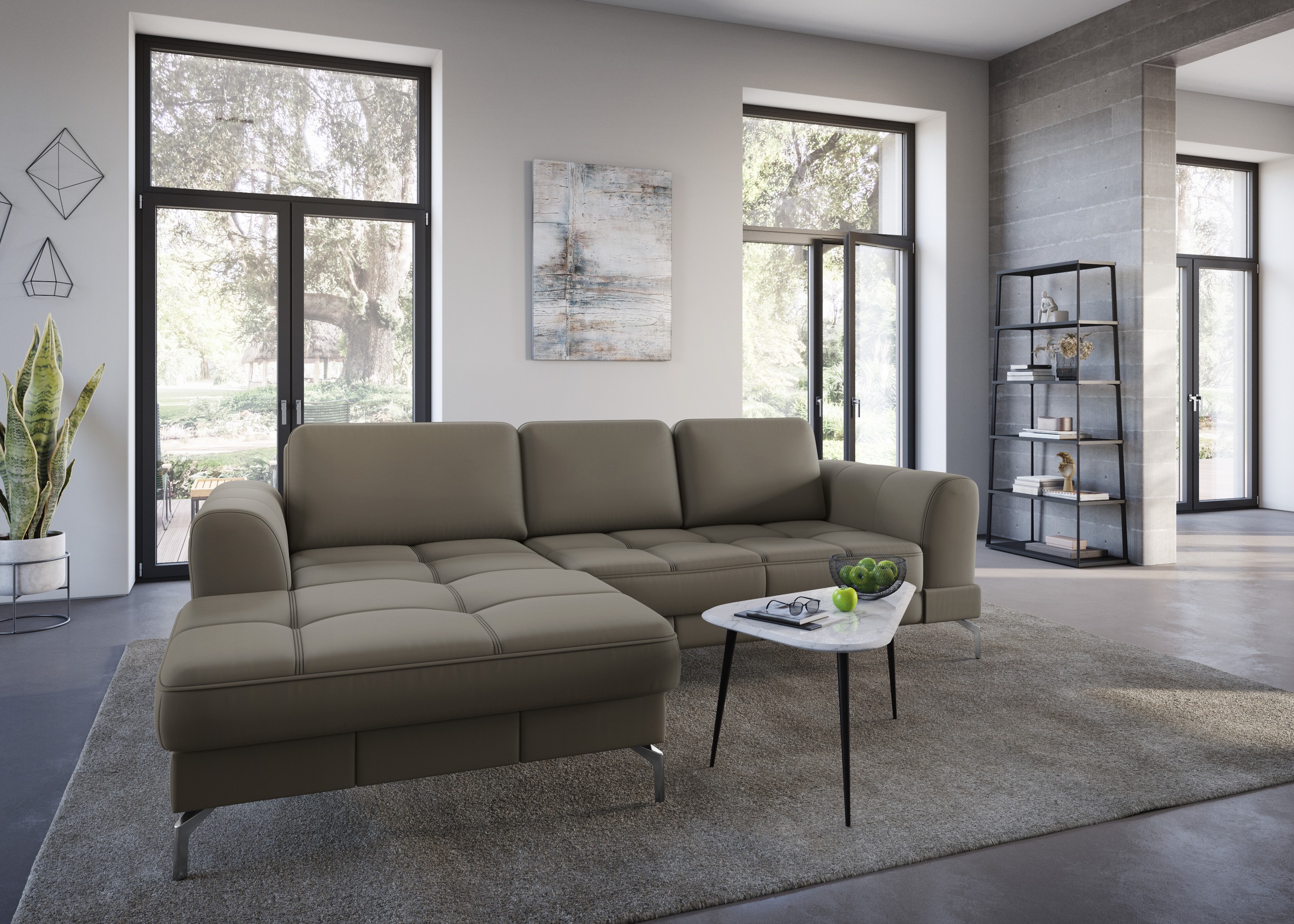 sit&more Ecksofa »Bendigo L-Form«, inklusive Sitztiefenverstellung, Bodenfreiheit 15 cm, 2 Fußfarben