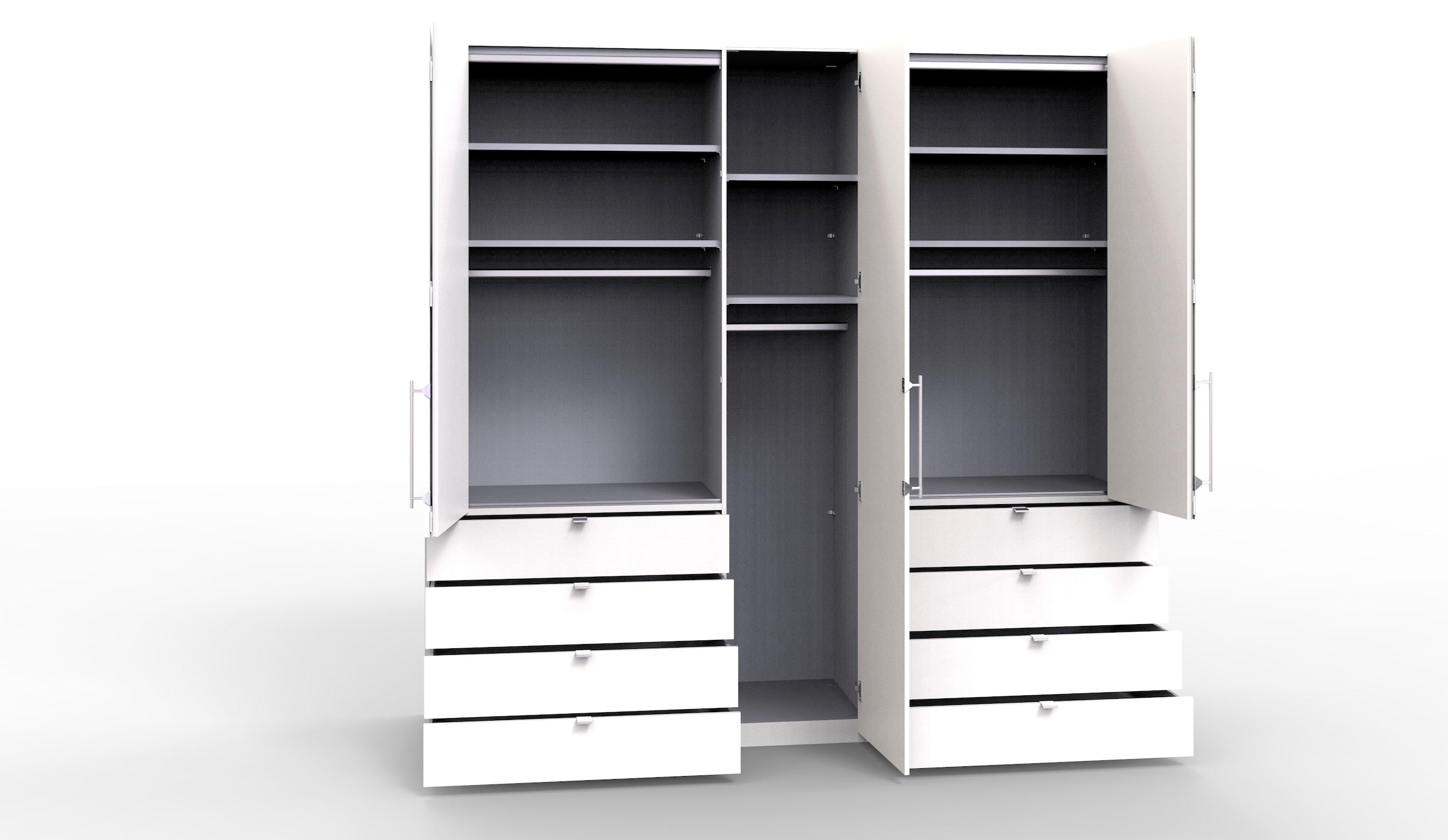 WIEMANN Falttürenschrank »Loft, hochwertige Glasfront, Metallgriffe, viel Stauraum«, (3 Breiten: 200cm/250cm/300cm, Höhe: 236cm), Qualität trifft edles Design, 8 Schubkästen, 6 Türen