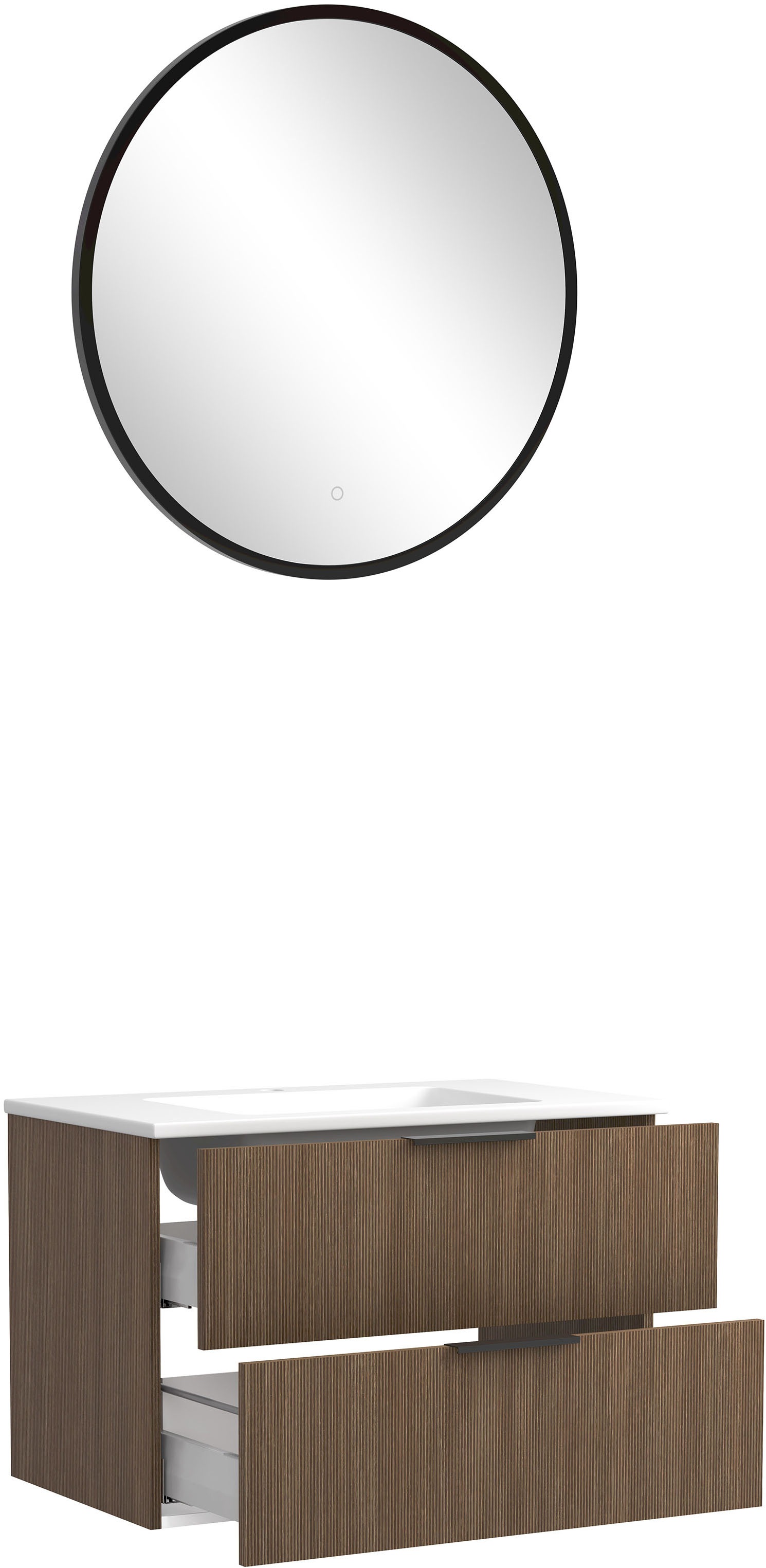 welltime Badmöbel-Set »Welltime, York Waschtisch-Set 80 cm, weißes oder schwarzes Becken«