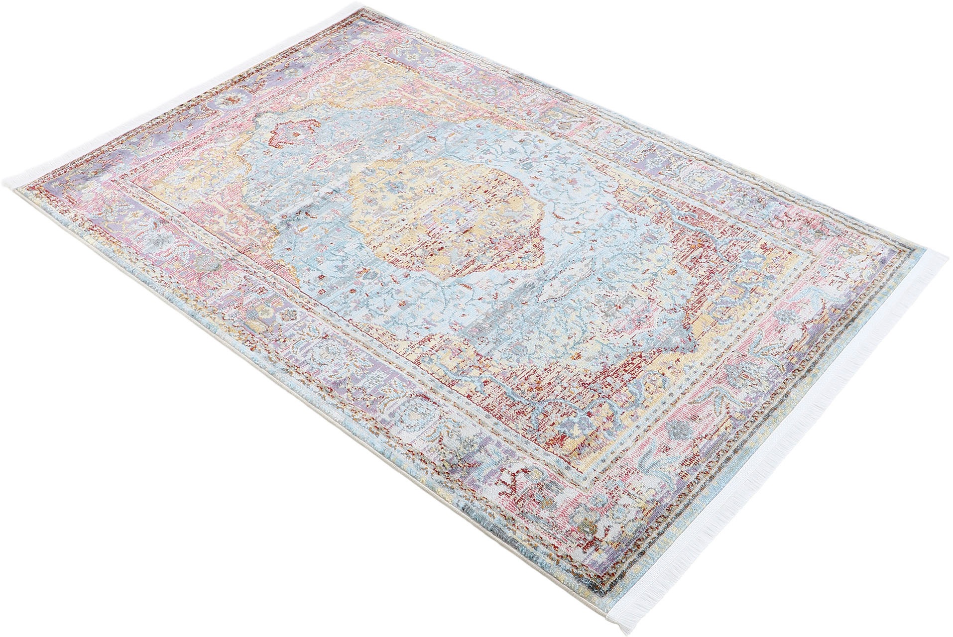 carpetfine Teppich »Esha«, rechteckig, 8 mm Höhe, Vintage Look, schöne Farben, mit Fransen, Wohnzimmer