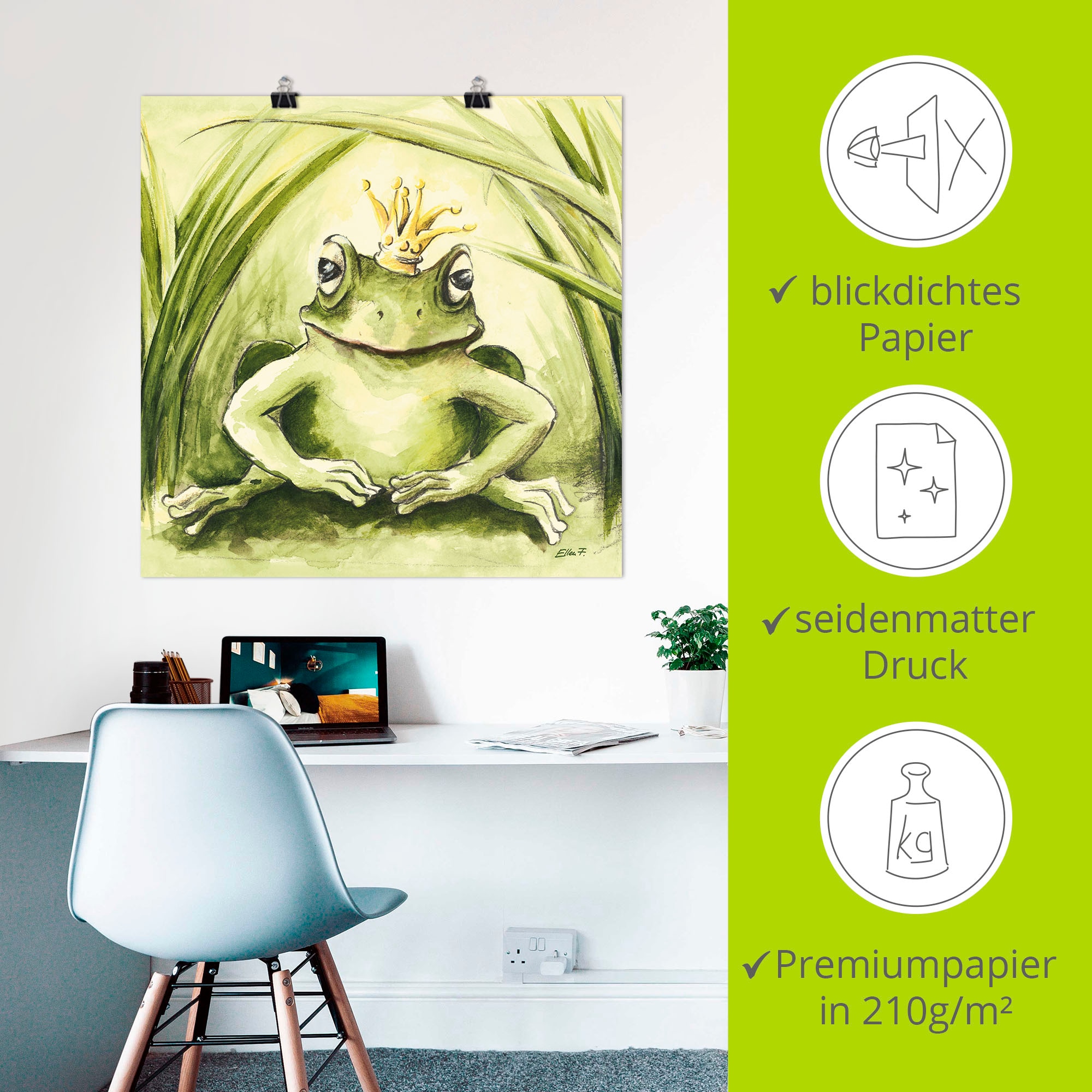 Artland Wandbild »Kleiner Frosch«, Geschichten & Märchen, (1 St.), als Alubild, Outdoorbild, Leinwandbild, Poster in verschied. Größen