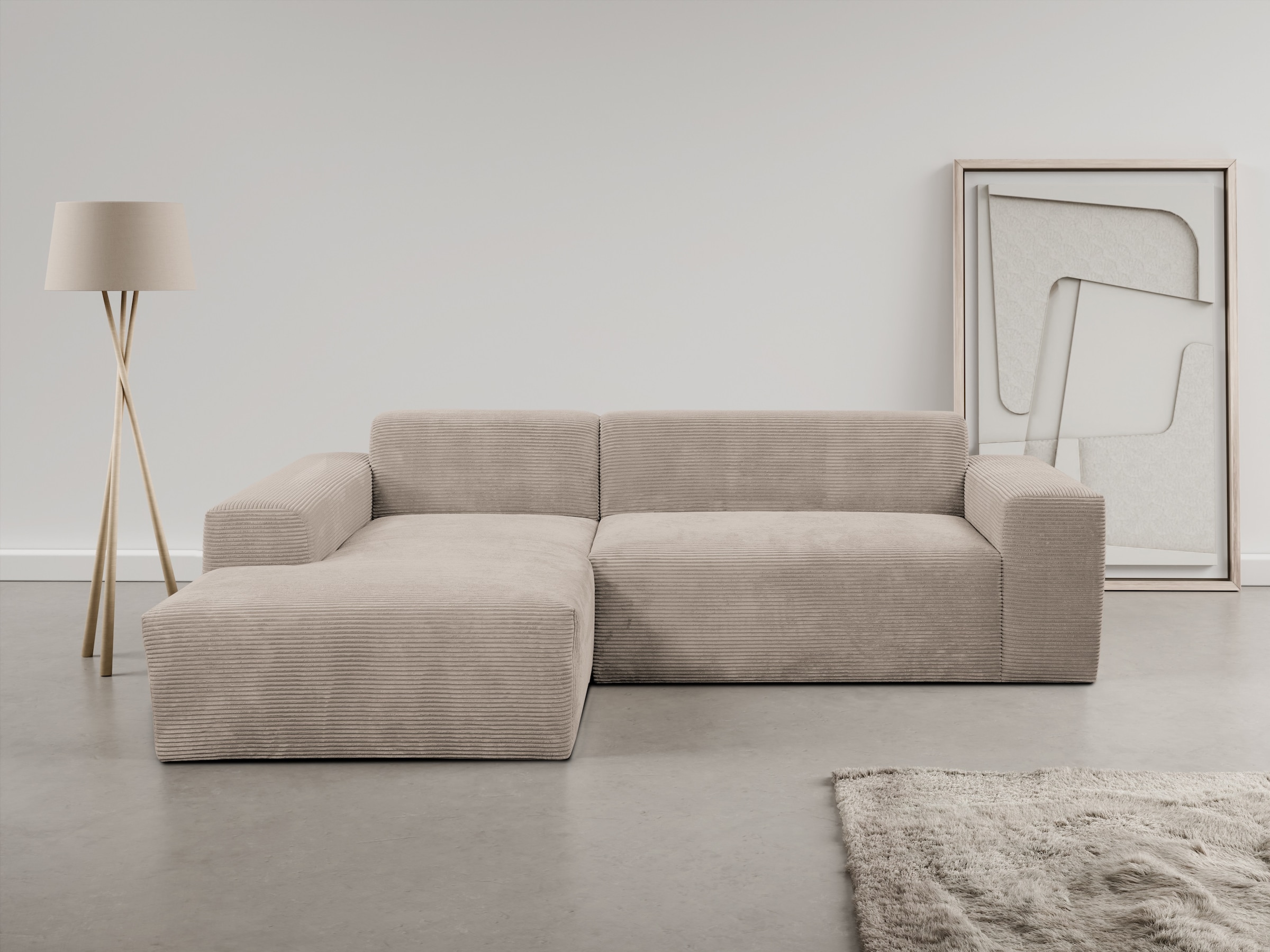 WERK2 Ecksofa »Zeus-L modern & zeitlos, Breite 253 cm, bequemes Sofa« Curvy günstig online kaufen
