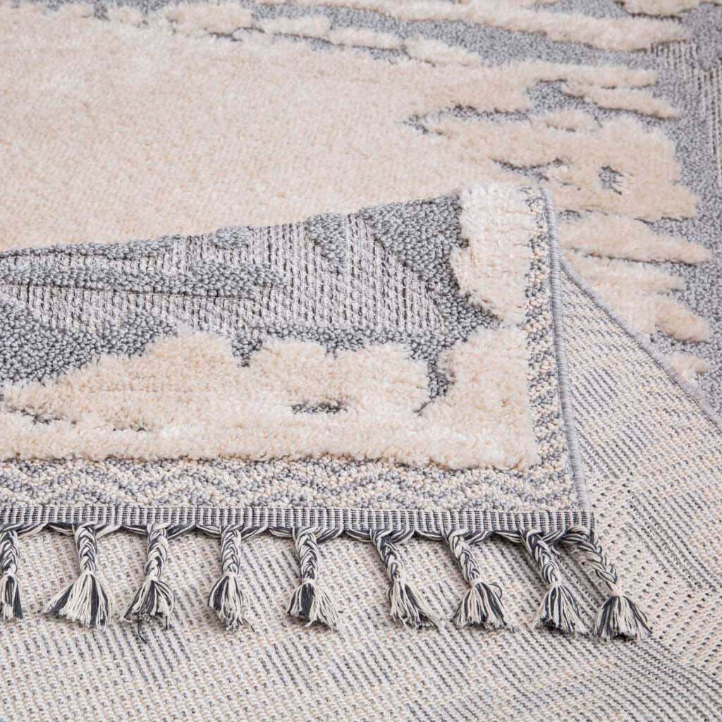 Carpet City Hochflor-Teppich »Valencia 908«, rechteckig, 20 mm Höhe, Läufer, Boho-Stil, 3D-Effekt, Relief, Hoch-Tief-Struktur, mit Fransen