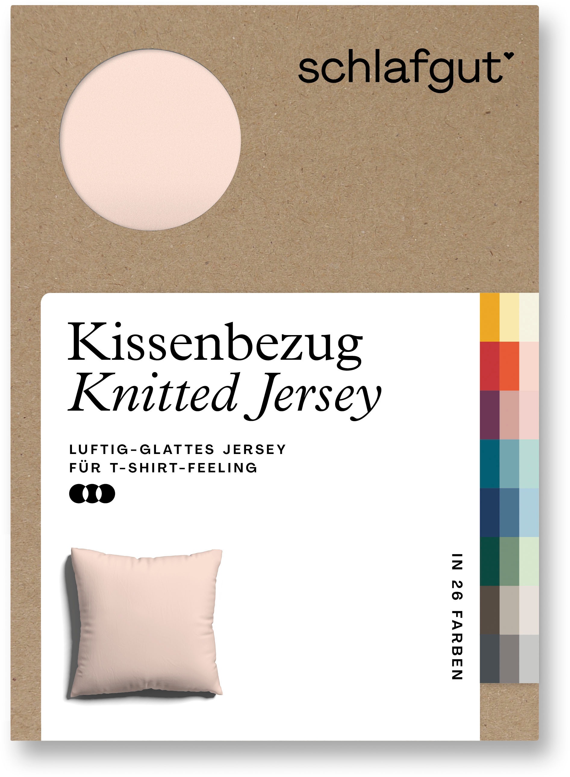 Schlafgut Kissenbezug »Knitted Jersey aus Bio-Baumwolle mit Elasthan, bügelfrei,«, (1 St.), besonders fein gestrickt, Kissenhülle mit farbigem Reißverschluss