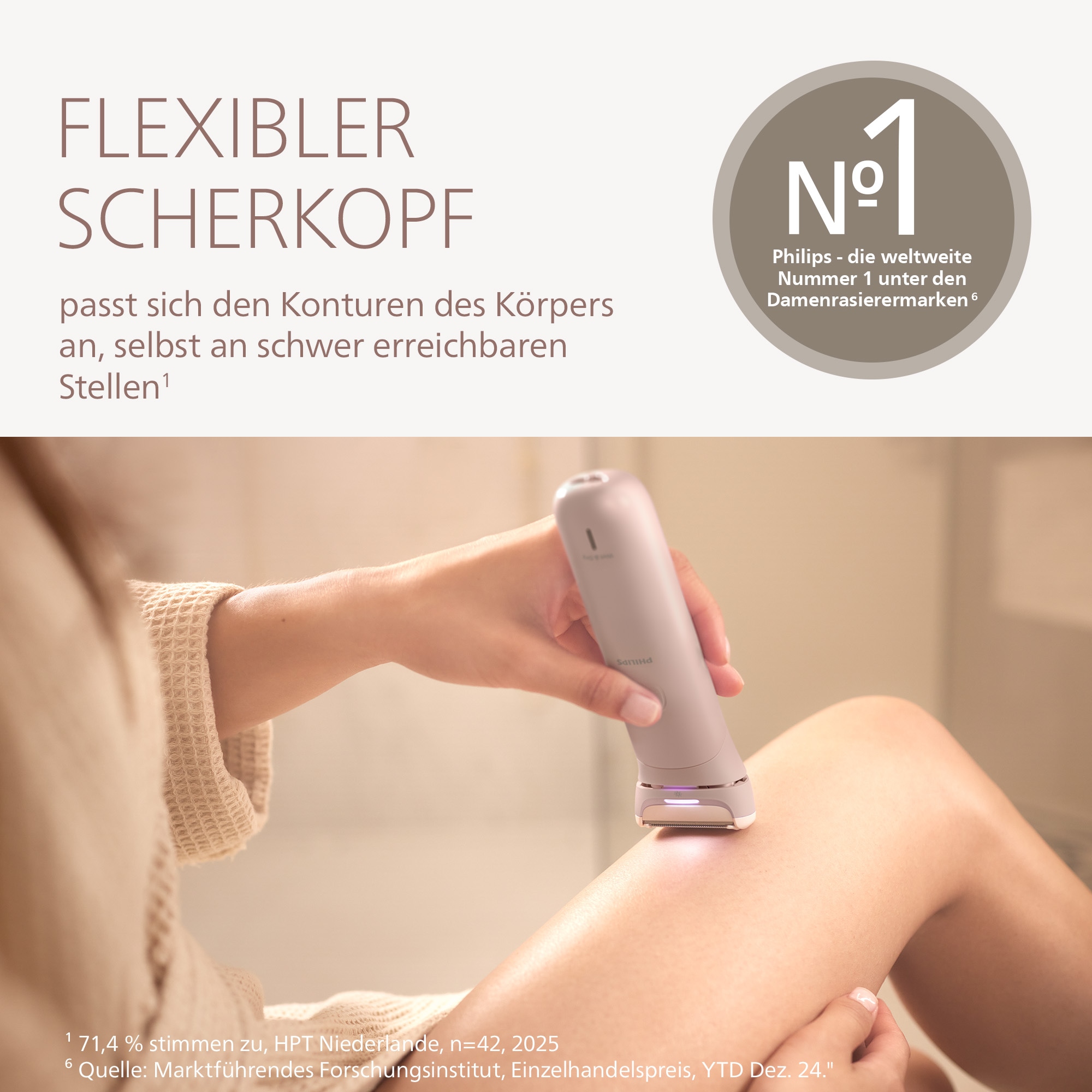 Philips Elektrokörperrasierer »Lady Shaver Series 8000 BRL129/00« 1 Stk. Aufsätze kabelloser Rasierer, nass und trocken, inkl. Trimmeraufsatz