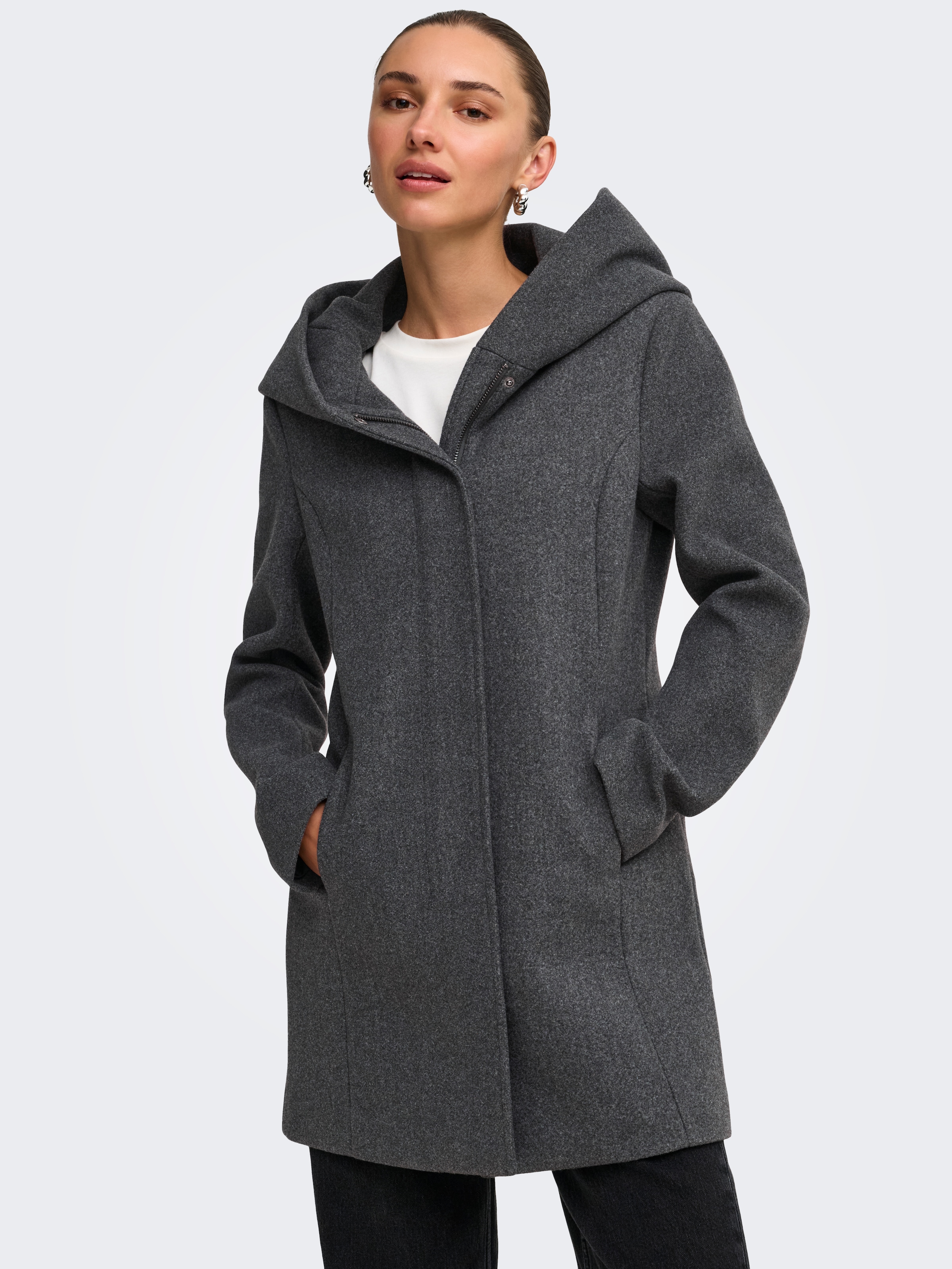 ONLY Langjacke »ONLBLAKE HOOD COAT CC OTW« mit Kapuze Kunstfaser, Eingrifftaschen