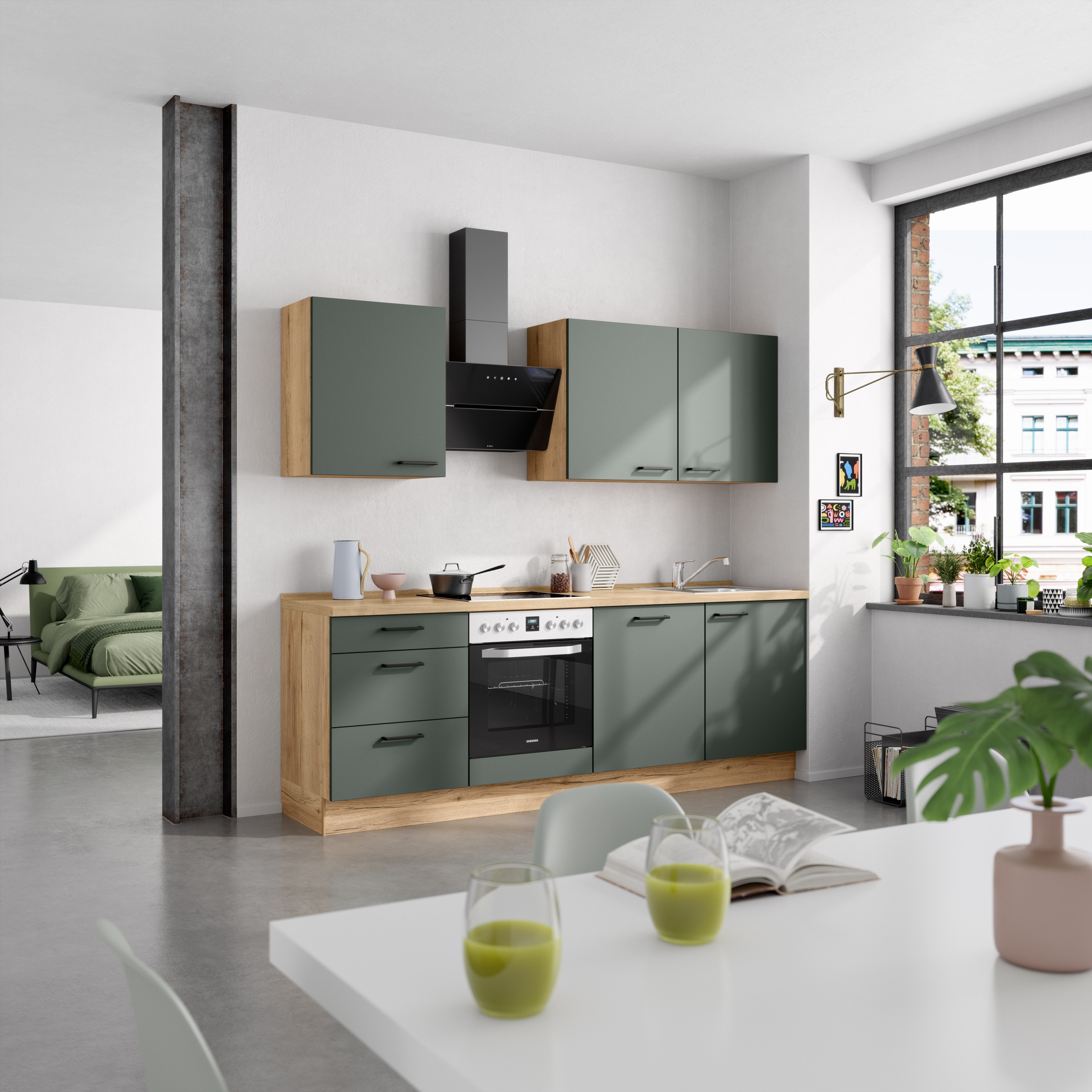 nobilia® Küchenzeile »"Easytouch II"«, vormontiert, Ausrichtung wählbar, Breite 240 cm, wahlw. mit E-Geräten