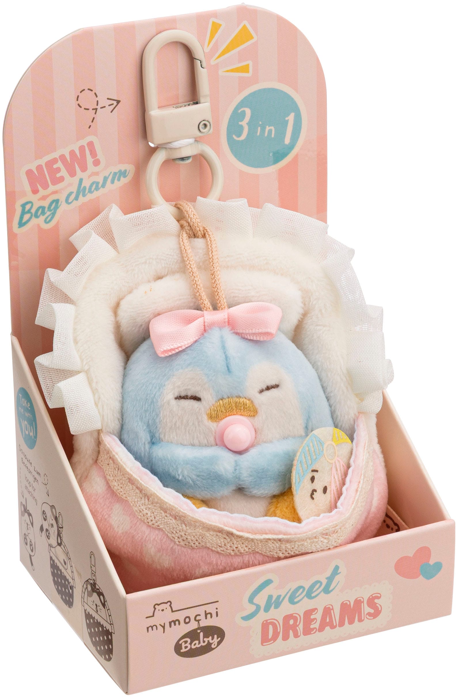 Nici Kuscheltier »mymochi, Set Pinguin Waddle 7cm mit Ball & Bettchen mit Karabiner« in Geschenkbox