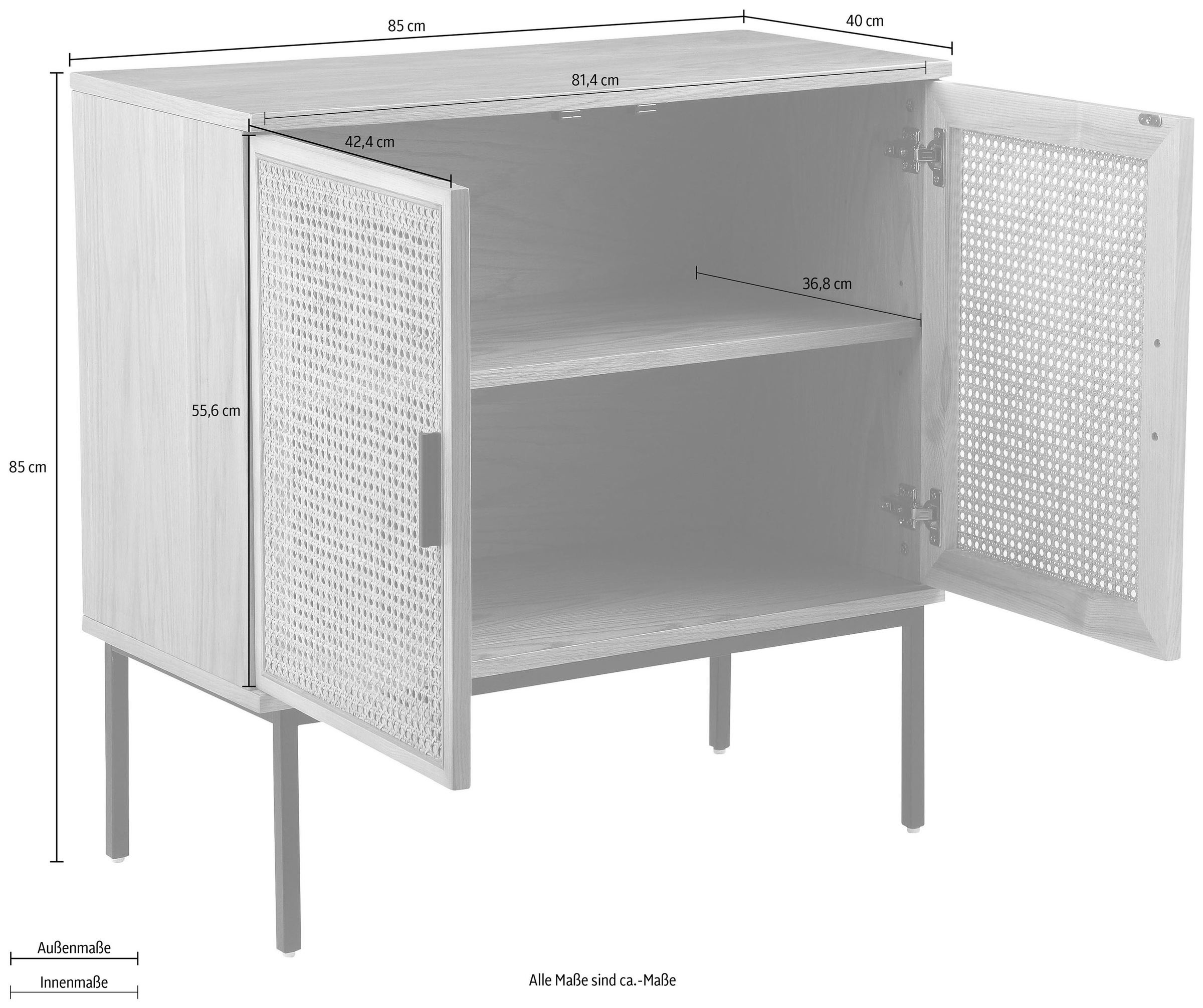 INOSIGN Sideboard »Feines« FSC-Holz, Melamin, MDF, Metall & ABS mit Soft-Close, Breite 85 cm