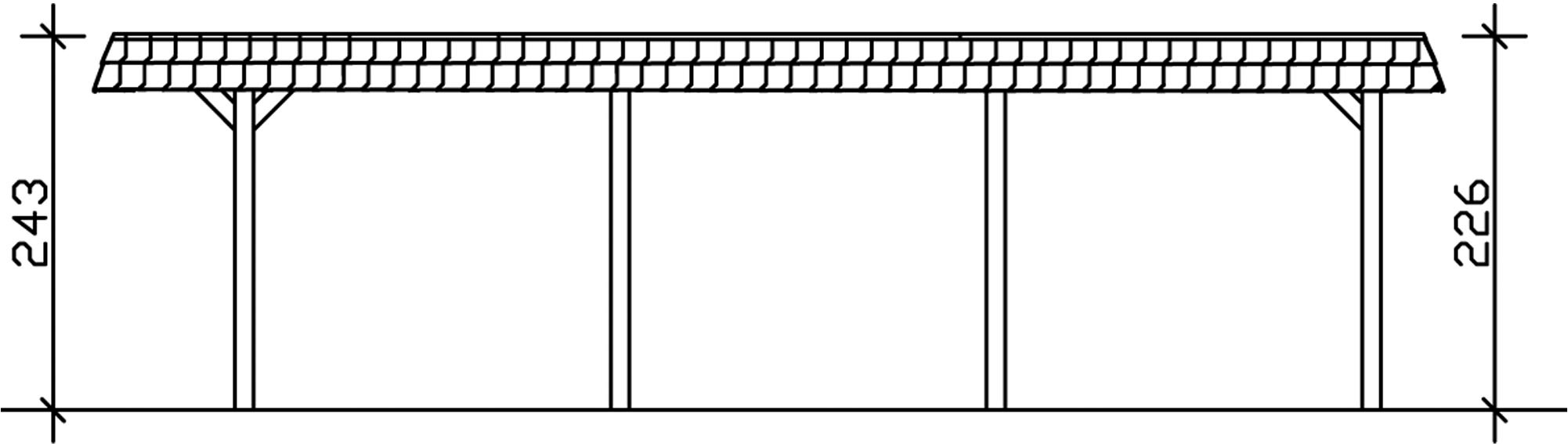 Skanholz Einzelcarport »Wendland«, Leimholz-Fichte, 291 cm, Natur, mit EPDM-Dach, rote Blende