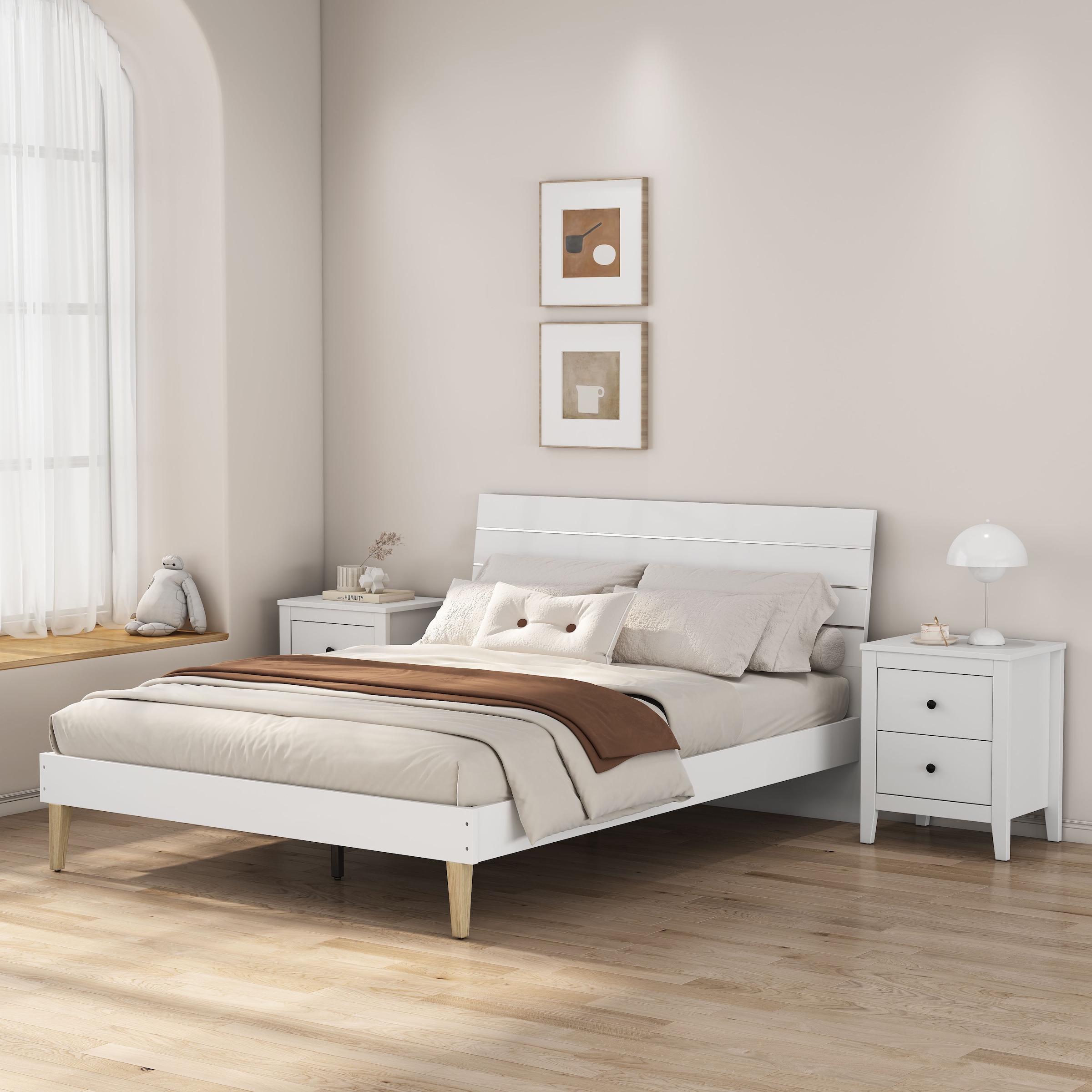 OTTO home Nachtkommode »Borkum Nachttisch Set im Landhaus Design weiß Bestseller« Set, 2 Schränke im Set, schwarze Griffe aus Metall, 