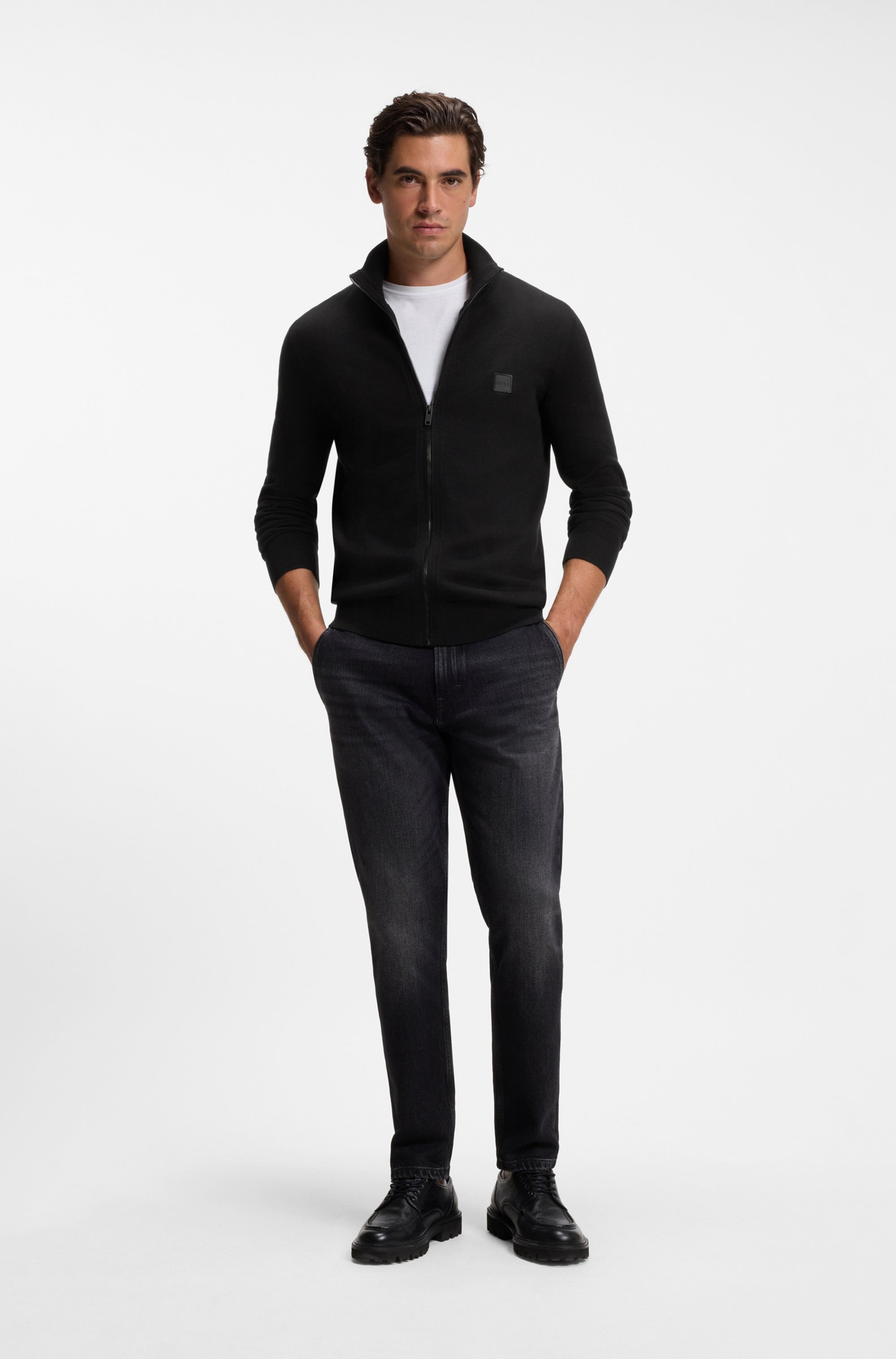 BOSS ORANGE Strickjacke »Kanozip Full Zip Cardigan« mit Reißverschluss, Kaschmir-Anteil