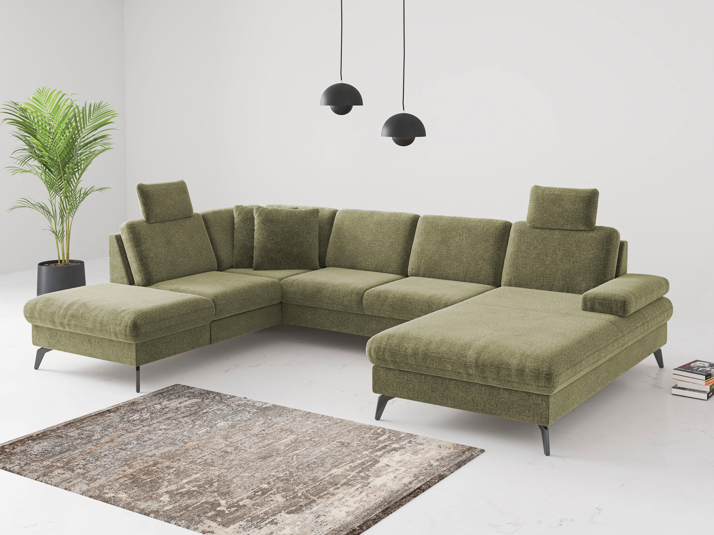 sit&more Wohnlandschaft »Morris Jubi U-Form«, inkl. Armteilfunktion und 1 Zierkissen, wahlweise mit Bettfunktion