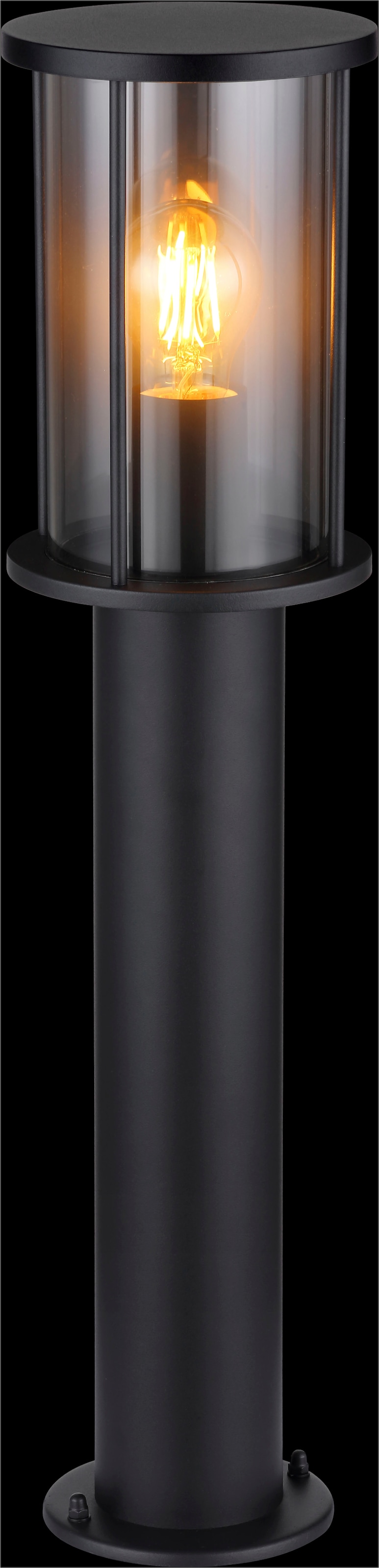 GLOBO LIGHTING Außen-Stehlampe »GRACEY« E27 1 Stk. Außenleuchte Edelstahl schwarz, Rauchglas, IP54, E27