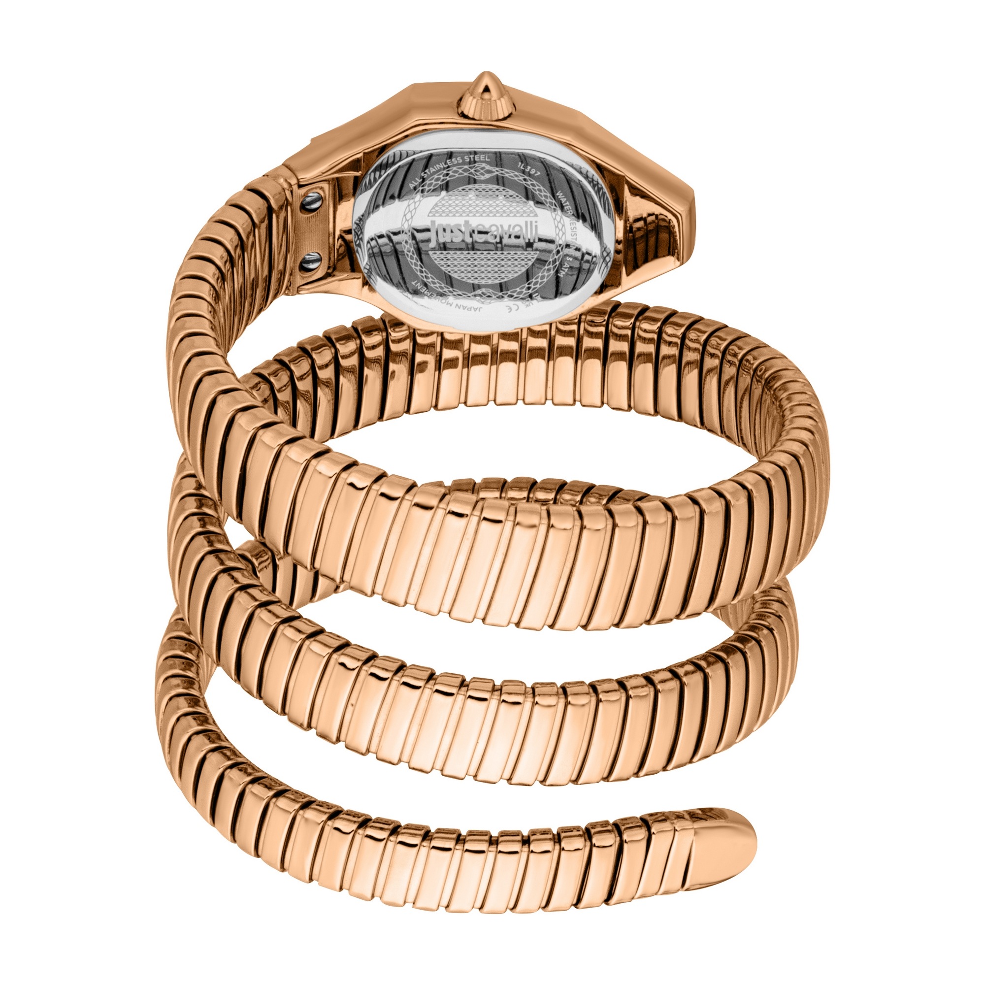 Just Cavalli Time Quarzuhr »Signature Snake« Armbanduhr, Damenuhr, Edelstahlarmband, analog, Kristallsteine