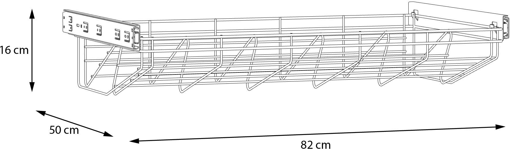 FORTE Schublade Ablage, platzsparend, einfache Montage, Metall