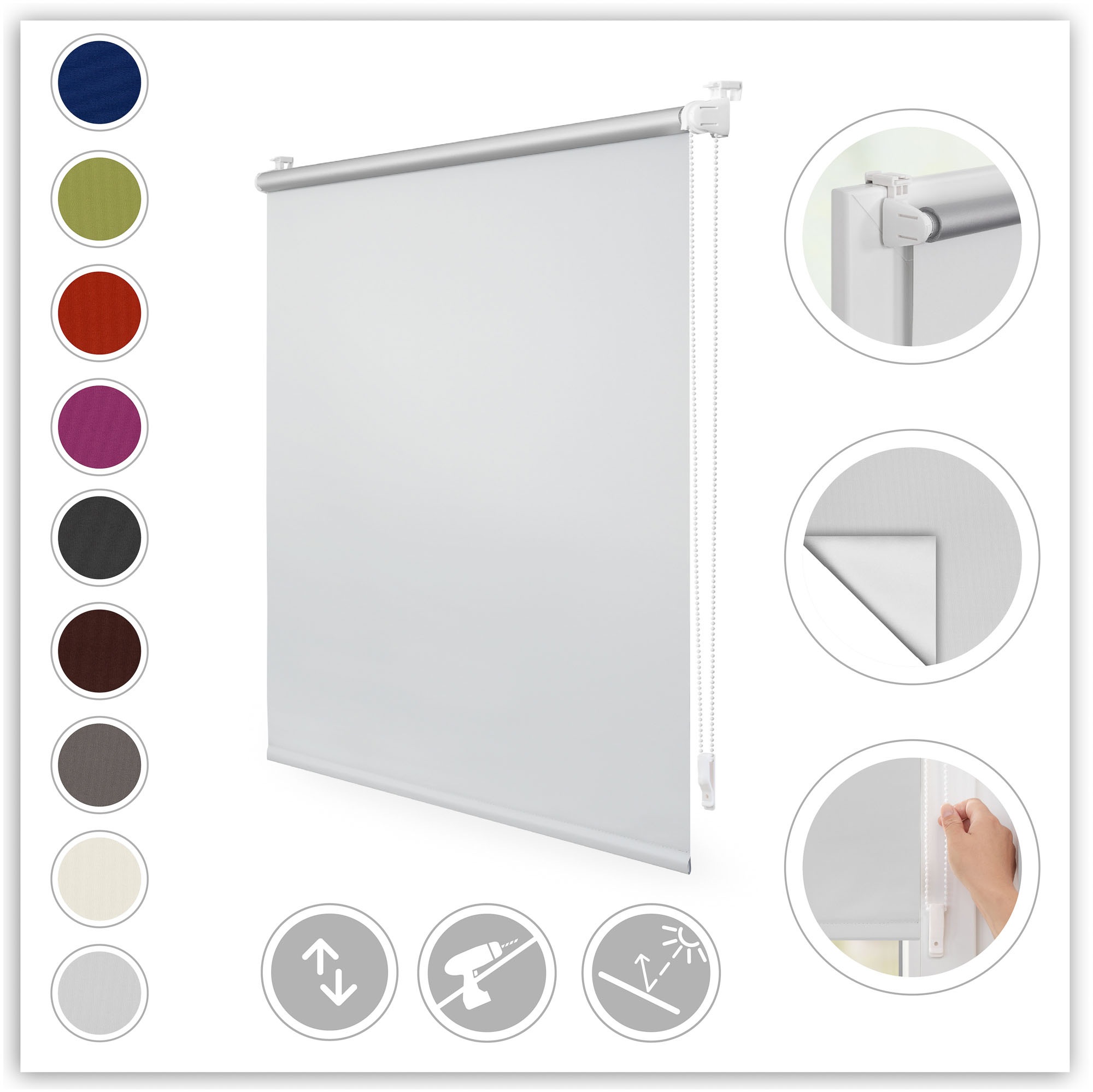 LICHTBLICK ORIGINAL Seitenzugrollo »Klemmfix Hitzeschutz« verdunkelnd Perlr günstig online kaufen