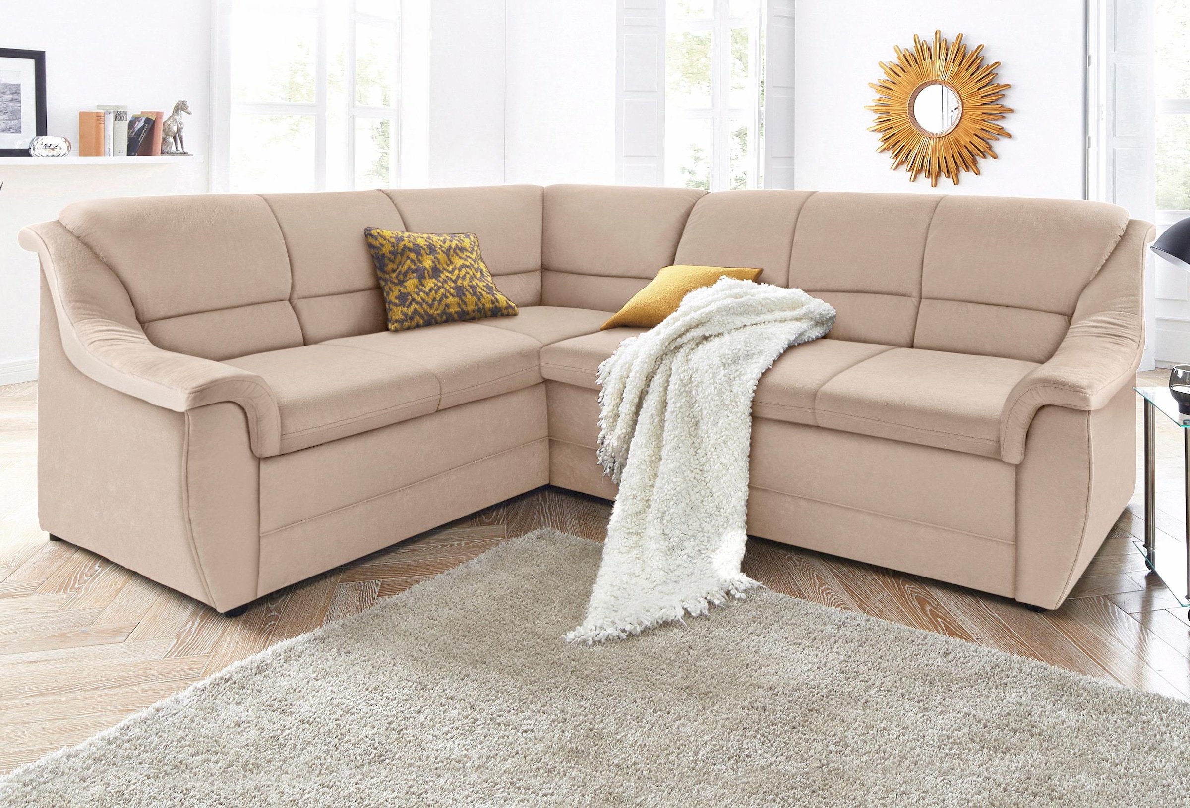 DOMO collection Ecksofa »Lale zeitlose Formensprache, komfortabel, L-Form«, mit langem Schenkel, wahlweise mit Bettfunktion