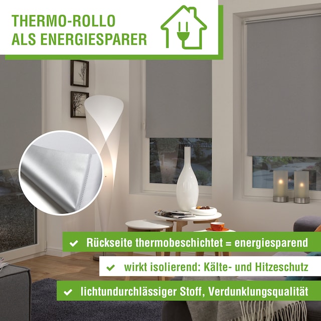 GARDINIA Seitenzugrollo »Thermo Klemmrollo Energiesparend«, verdunkelnd,  energiesparend, ohne Bohren, freihängend, abdunkelnd mit Thermobeschichtung  bequem und schnell bestellen