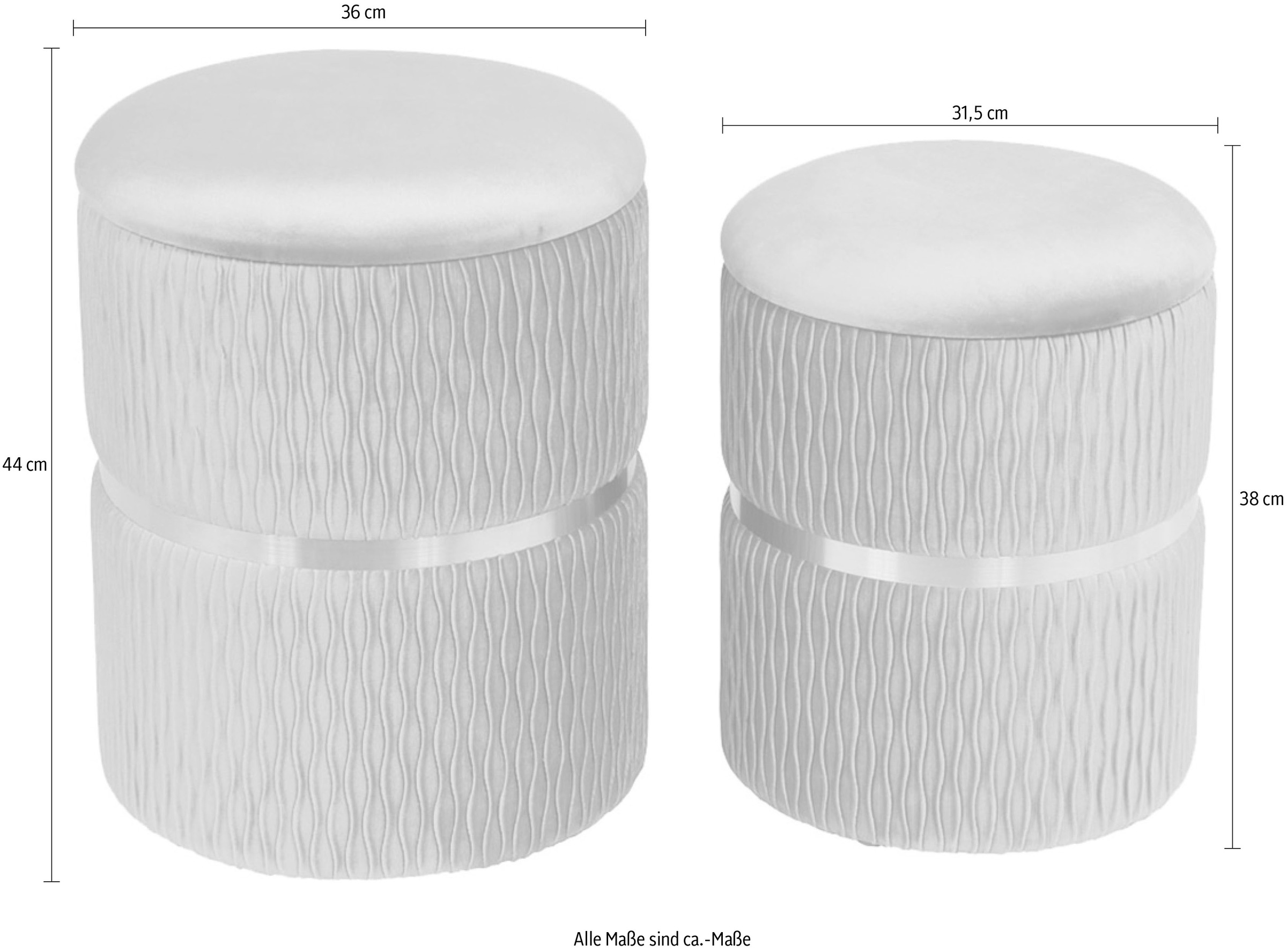 Kayoom Polsterhocker »Hocker Zora 425 2er-Set, Praktischer und versteckter Stauraum«, (Set, 2 St.), 2er-Set mit Stauraum, ineinander stapelbar, goldener Ring