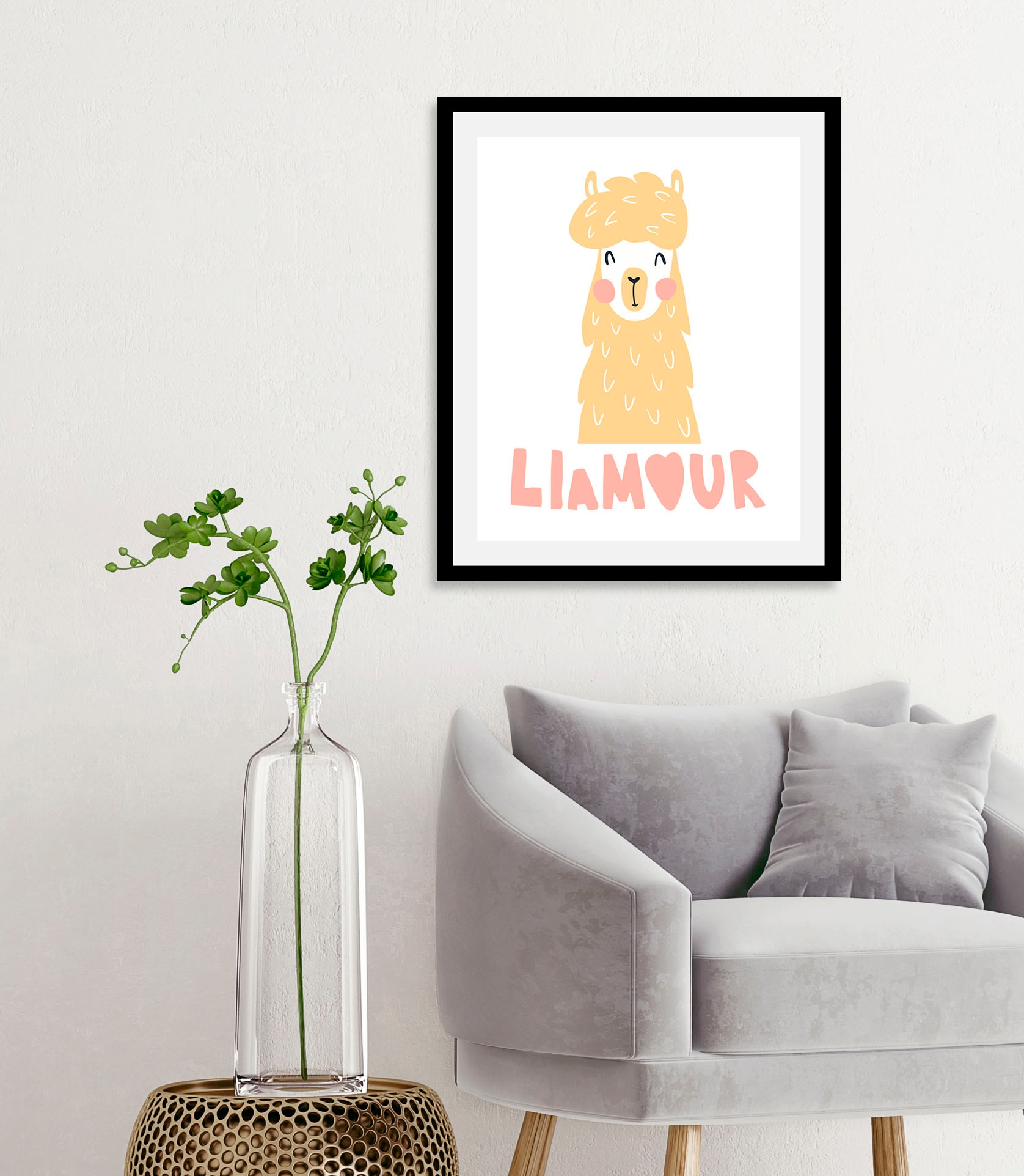 queence Bild »Llamour« Alpaka | Herz | Herzbilder | Liebessprüche | Schriftzug | Stadt 1 Stk. tlg. gerahmt