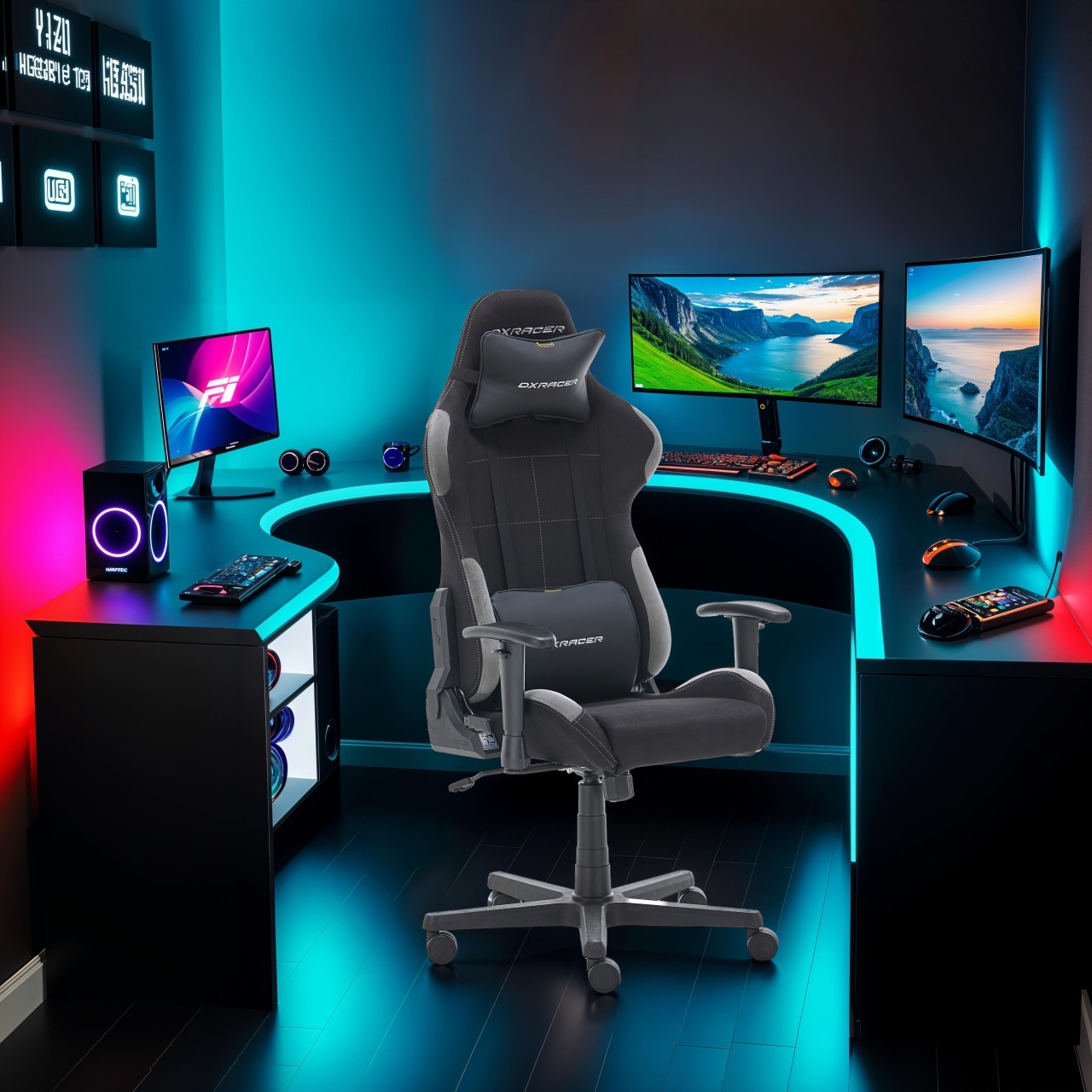 MCA furniture Gaming-Stuhl »DX Racer Formula Gamingchair«, (Set), 1 St., Stoff, Gaming,Racing,Design,Lordose,Kissen,Armlehne,drehbar,verstellbar