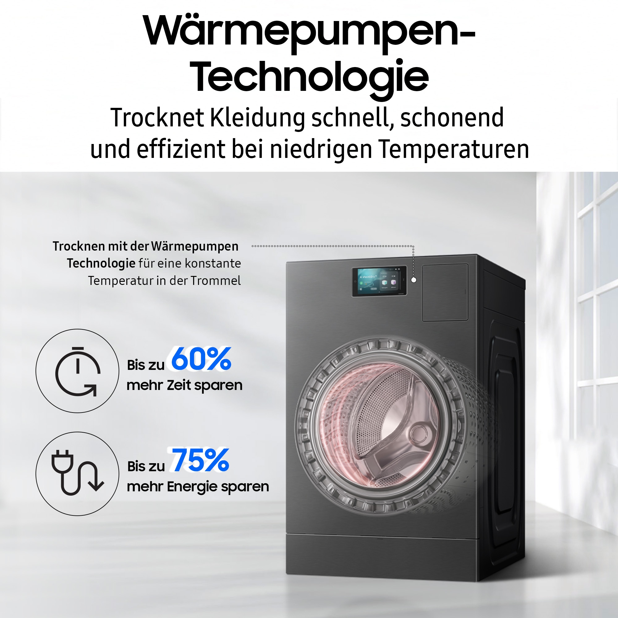 Samsung Waschtrockner »WD18DB8995BZT2«, Trommelreinigung+, Breite 75 cm, Tiefe 92cm, Höhe 111 cm