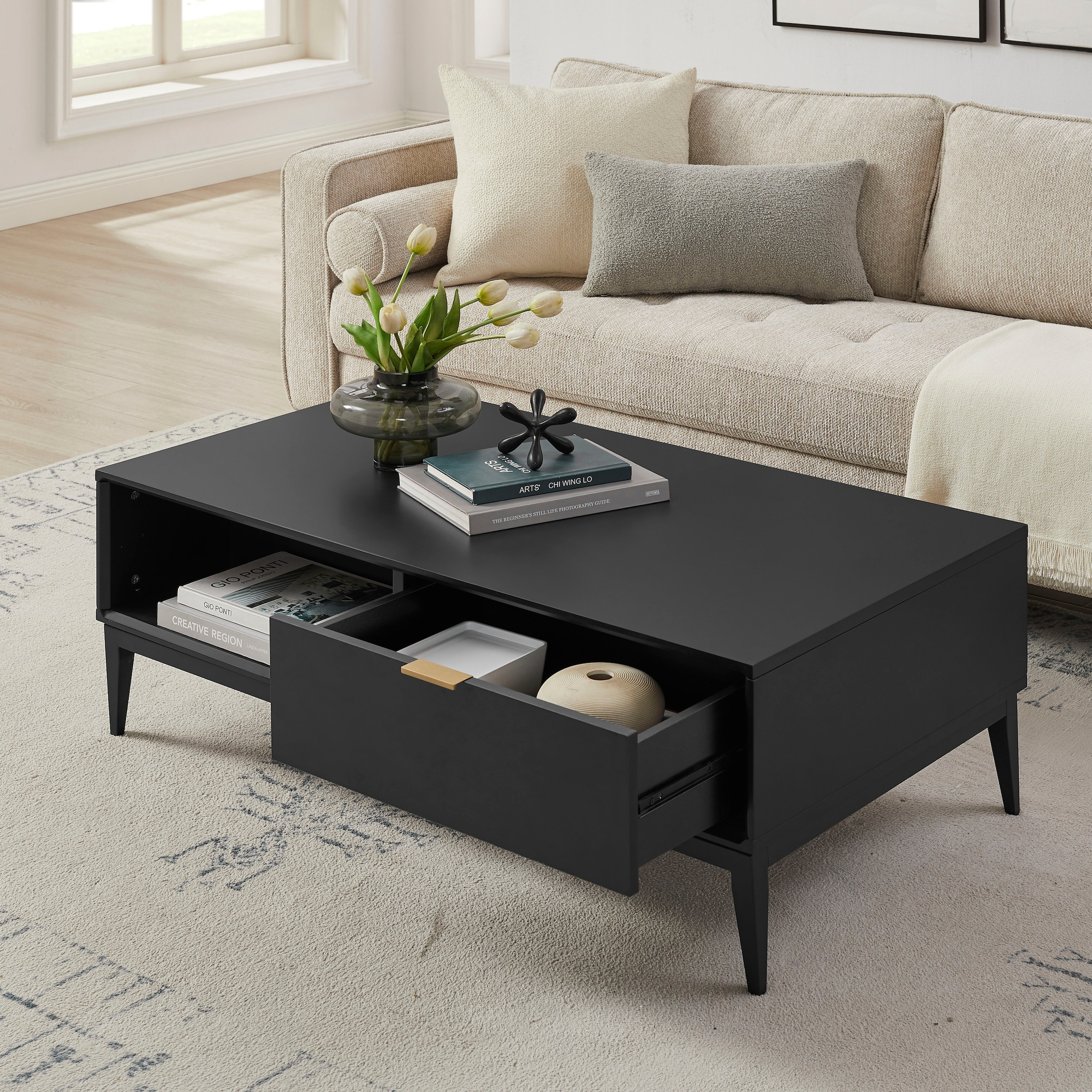 Leonique Couchtisch »Lavisha« Keramikplatte, Eisengestell und FSC-zertifiziertes Holz, Breite 110 cm