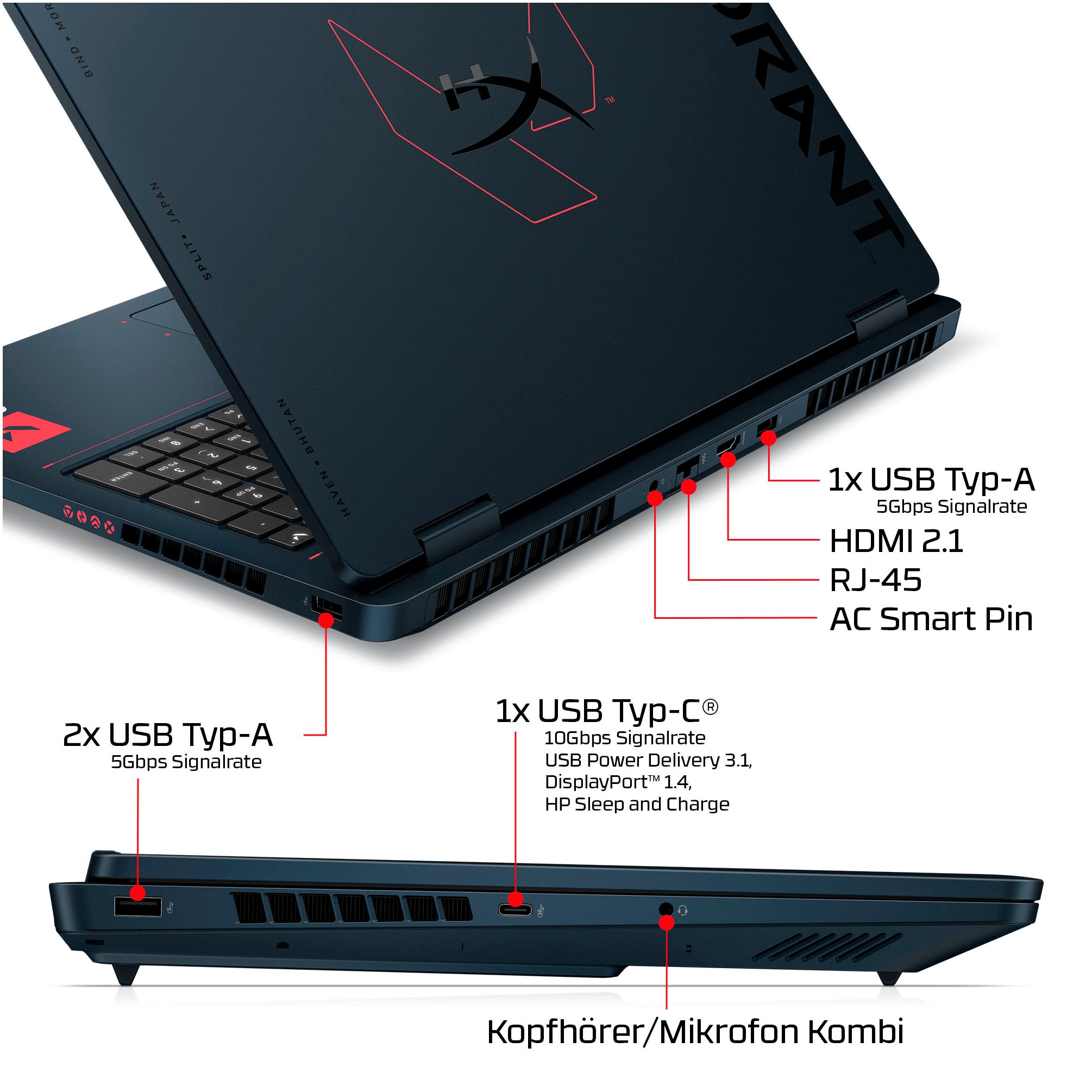 HP Gaming-Notebook »16-ap1099ng« 40,6 cm / 16 ″ AMD Ryzen 9 GeForce RTX 5070 1.000 GB SSD