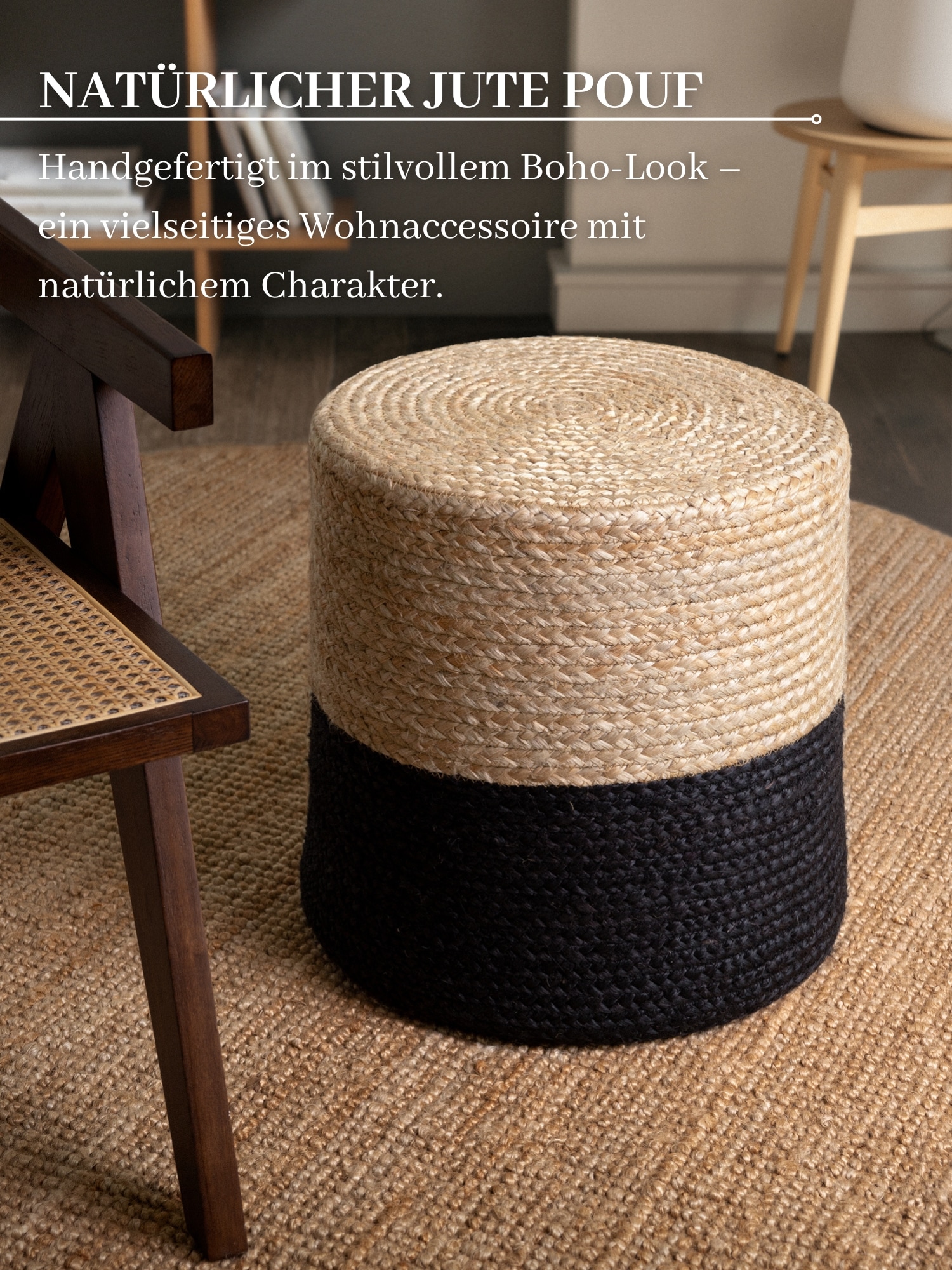 HANSE Home Pouf »Jutta, Jute«, (1 St.), Jute, Natur, Wohnzimmer, Esszimmer, Schlafzimmer, Flur, Modern, Boho