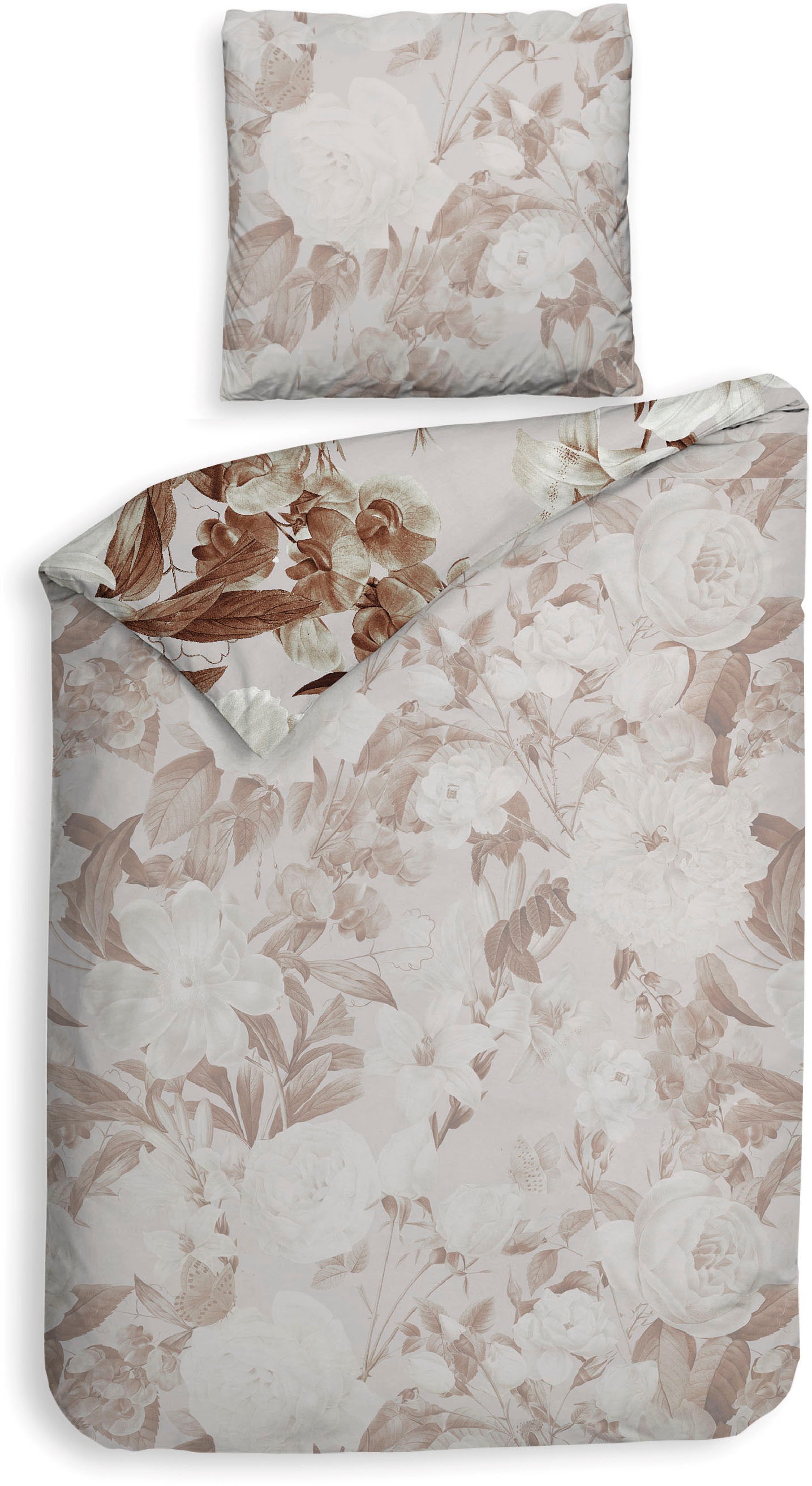 Heckett & Lane Bettwäsche »Danna« 2 Stk. Blumen Muster, hochwertiges Mako-Satin, Bettwäsche ab 135x200 cm.