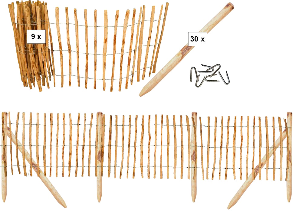 Tetzner & Jentzsch Gartenzaun »Rollzaun Rosswell 7«, 90 cm hoch, 9 Elemente für 45 Meter Zaun, mit 30 Pfosten