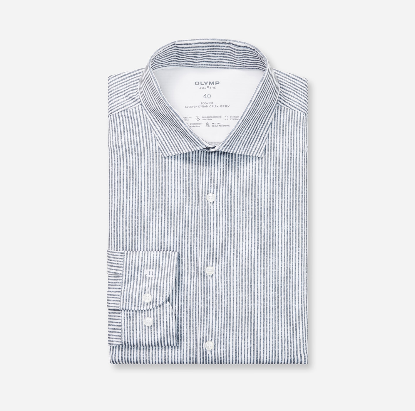 OLYMP Langarmhemd »24/7 - Level 5« Flex Jersey, body fit, Anti Smell, Kentkragen