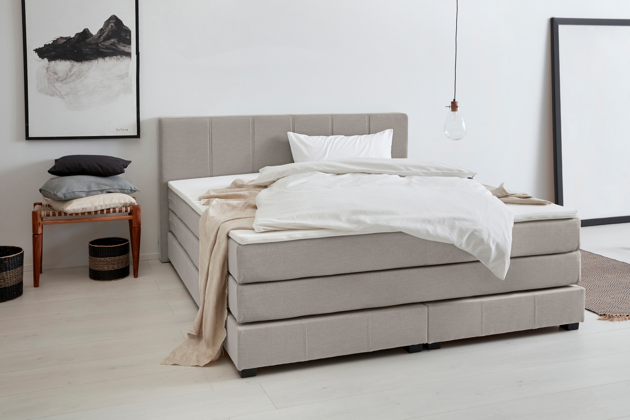 OTTO products Boxspringbett »Peetu«, Taschenfederkern-Matratze, in 4 Breite günstig online kaufen