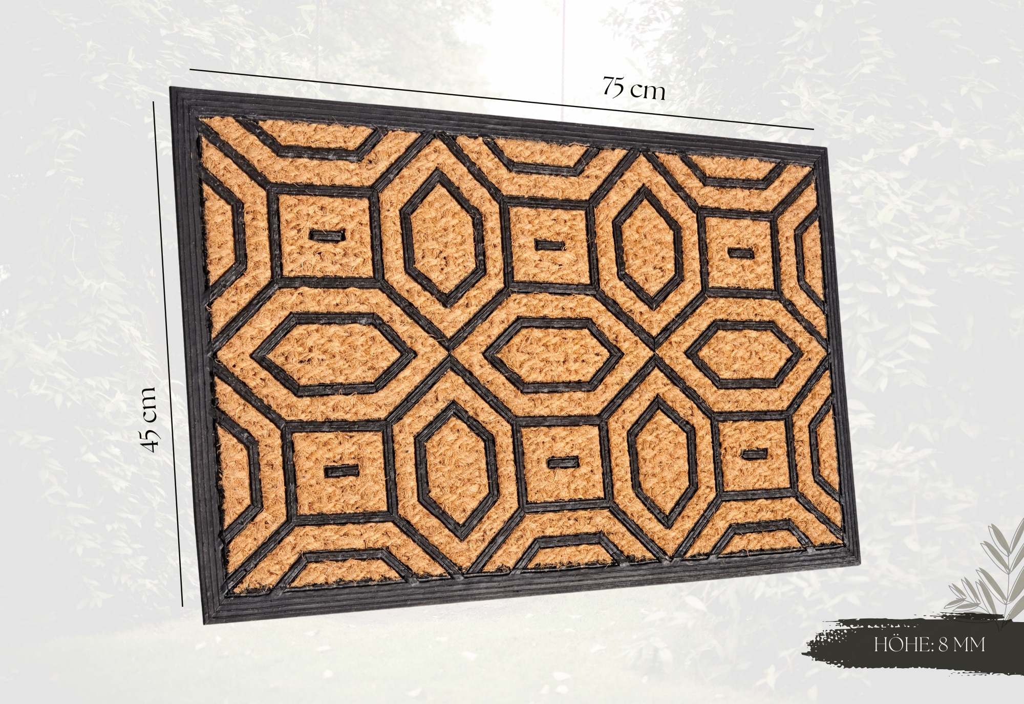 HANSE Home Fußmatte »Mix Mats Gummi Kokos Diamonds, Türmatte«, rechteckig, 8 mm Höhe, Strapazierfähig, pflegeleicht, robust, wetterfest, UV-beständig