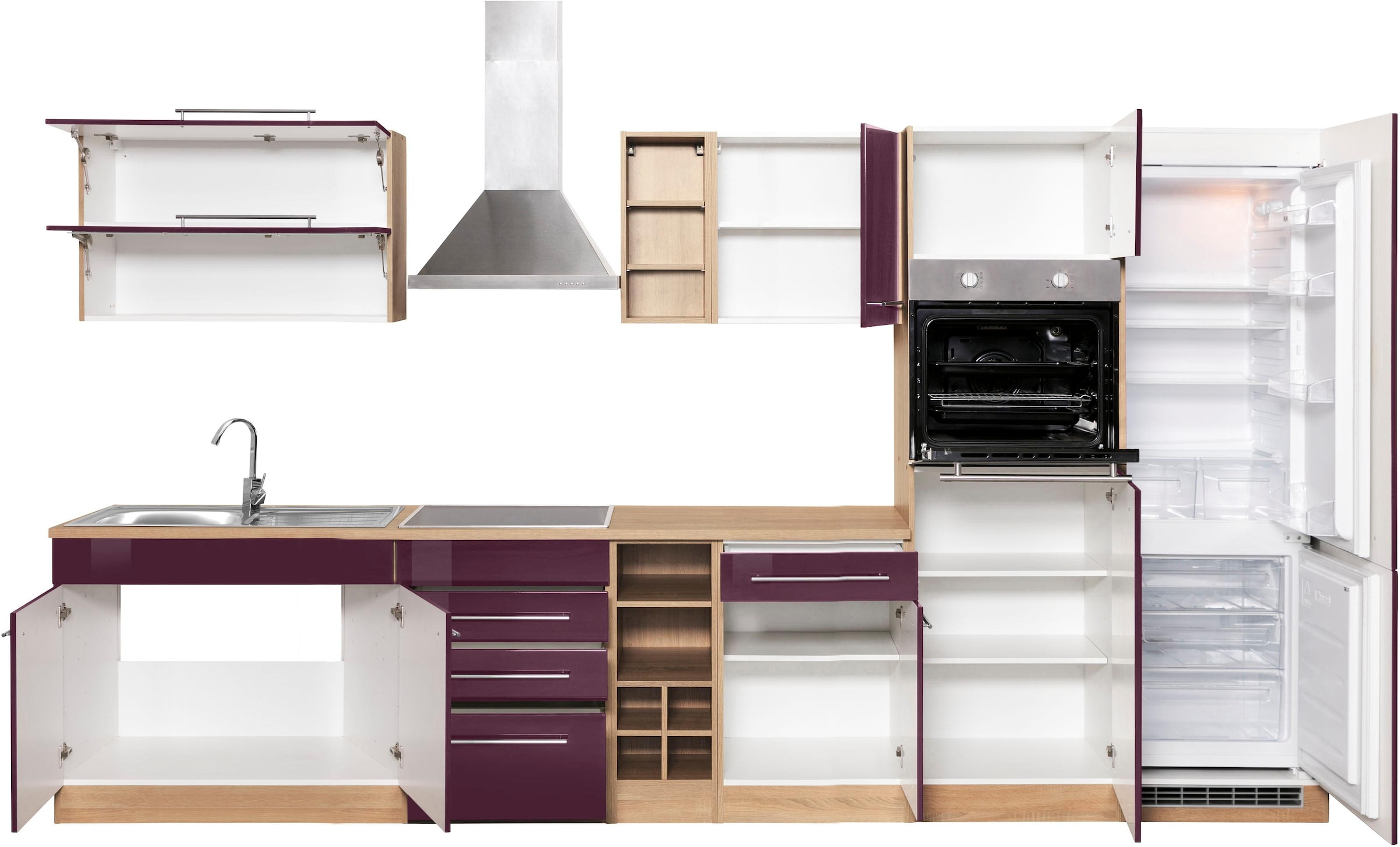 KOCHSTATION Küchenzeile »KS-Eton«, mit E-Geräten, Breite 360 cm