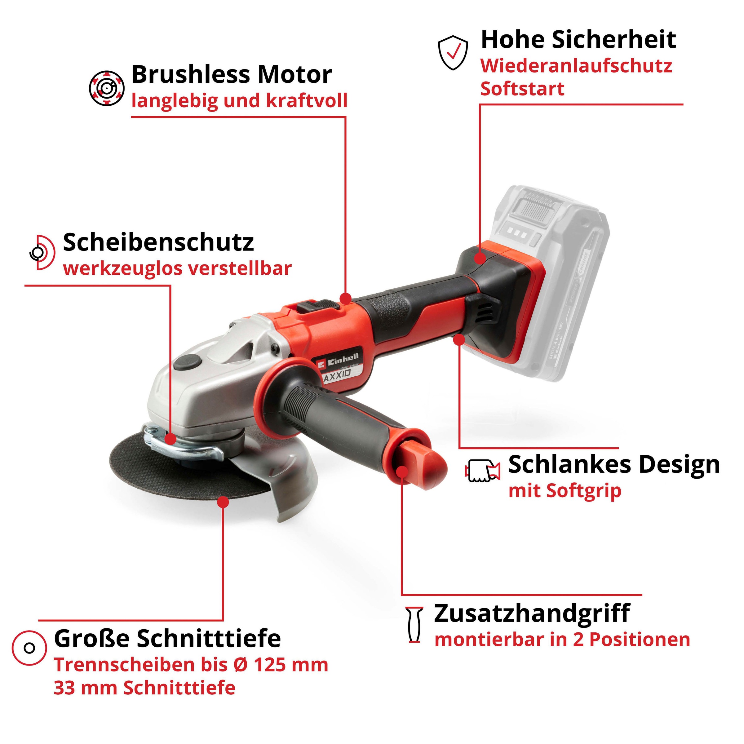 Einhell Akku-Winkelschleifer »AXXIO«, Power X-Change, 125 mm, ohne Akku & Ladegerät