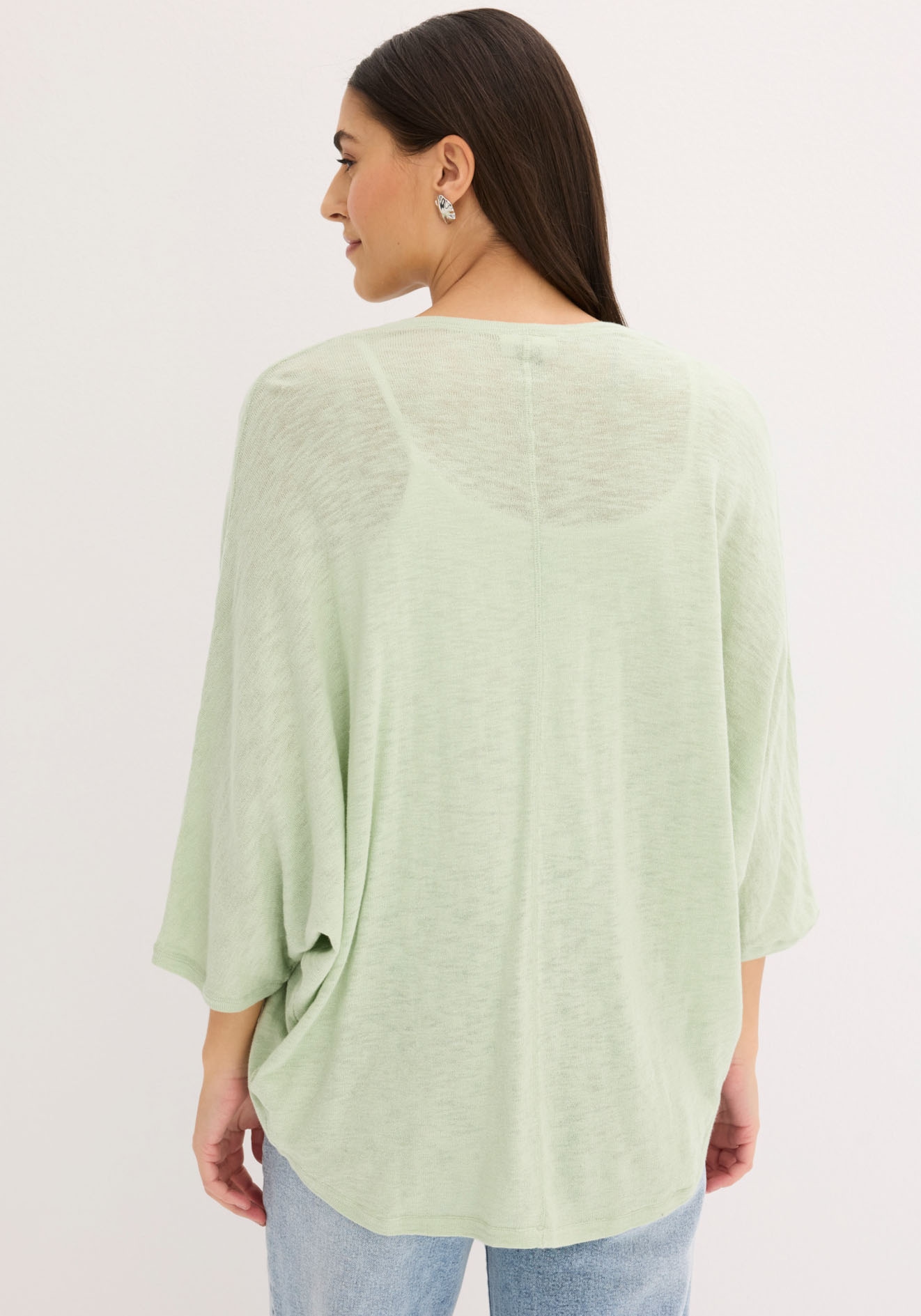 bonprix Strickjacke Oversize-Passform, 3/4-Ärmel, eleganter Stil, aus Baumwolle