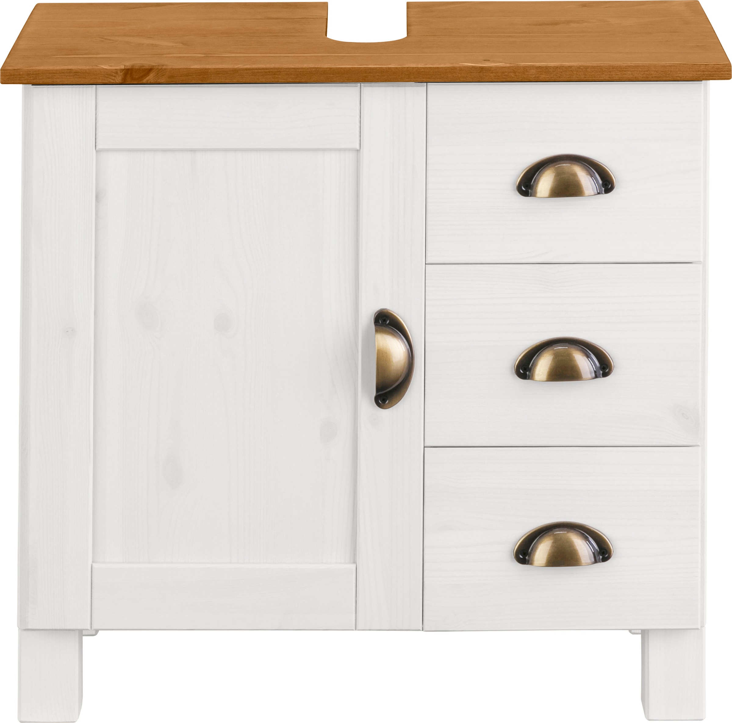 Home affaire Waschbeckenunterschrank »Oslo« Kiefer, 1 Tür und 3 Schubkästen günstig online kaufen