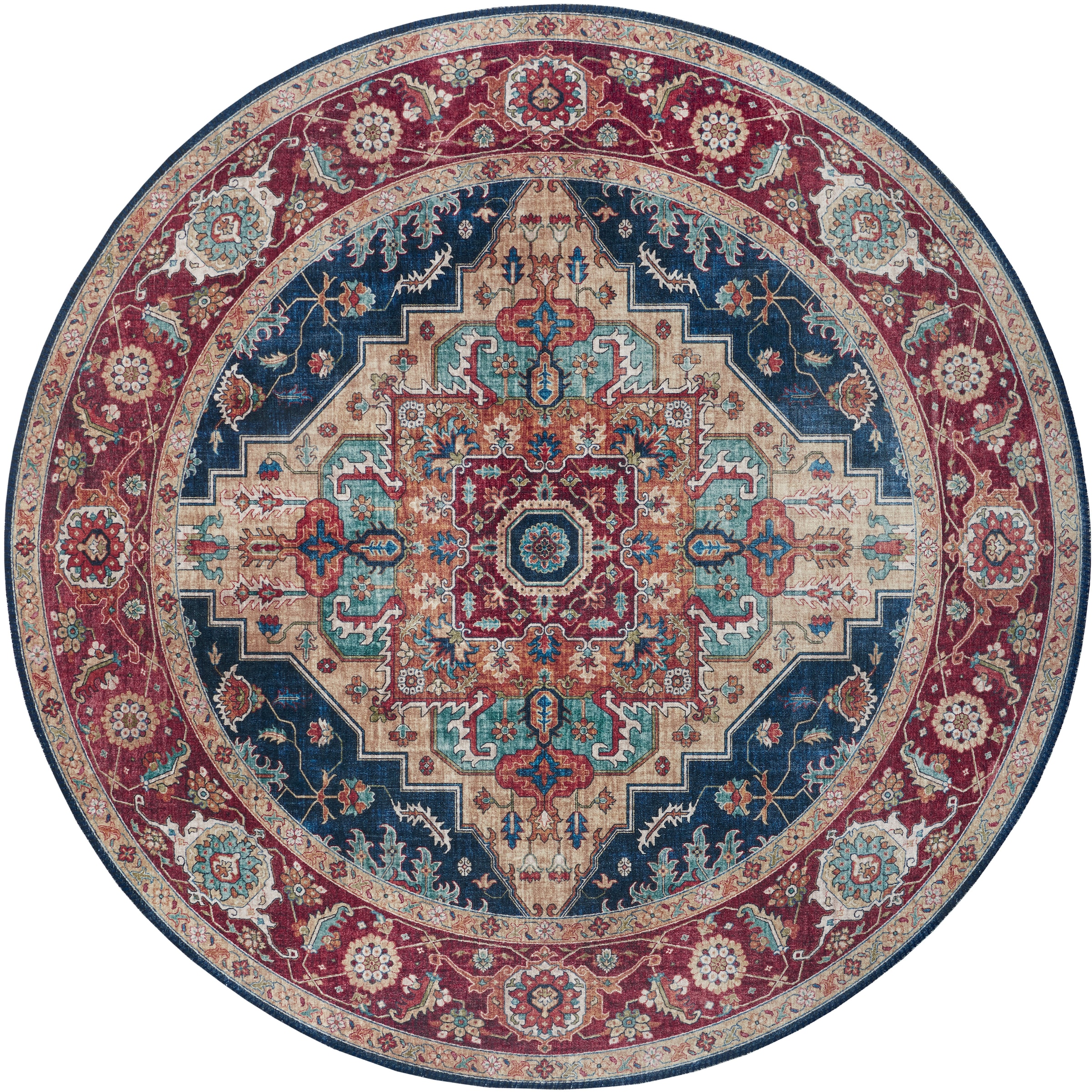 NOURISTAN Teppich »Sylla«, rund, 5 mm Höhe, Orientalisch, Orient, Vintage, Wohnzimmer, Schlafzimmer, Esszimmer